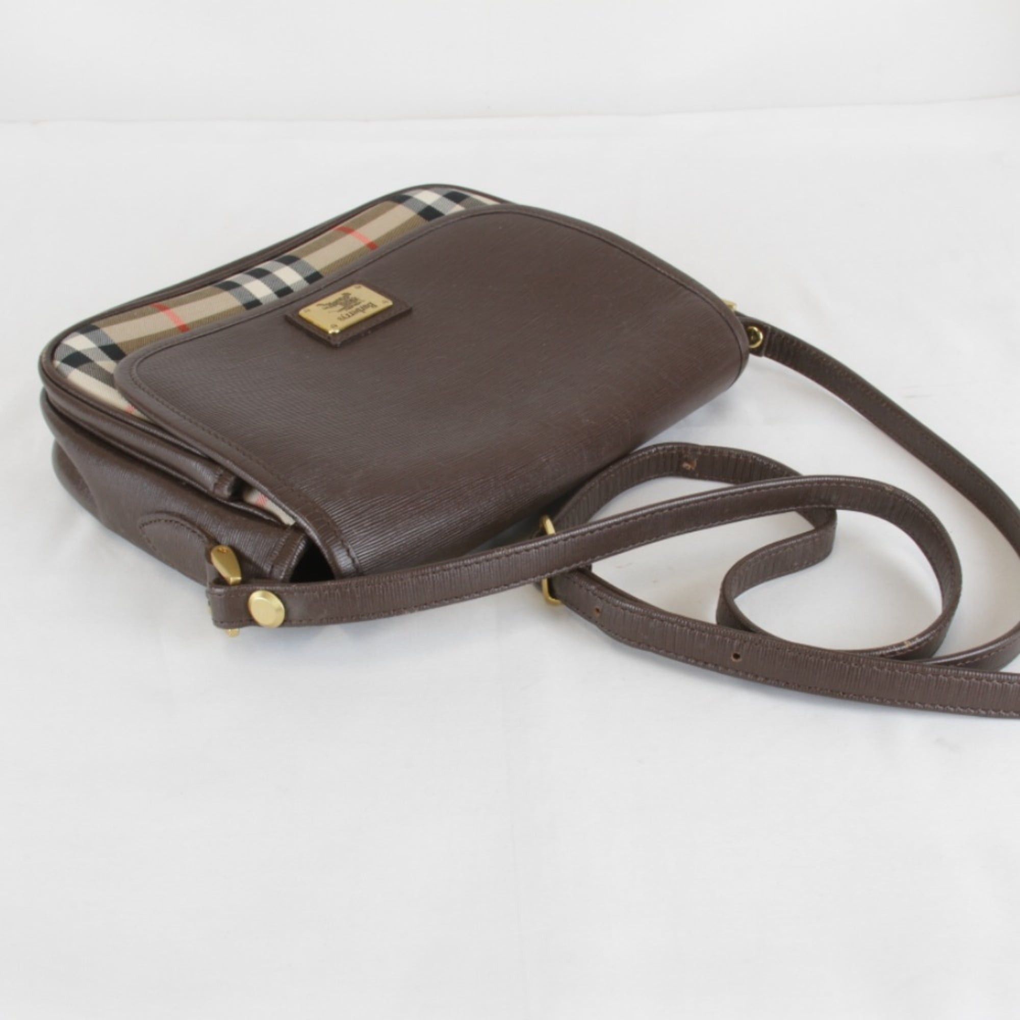 Burberry BURBERRY Nova Check Shadow Horse Shoulder Bag, Leather/Canvas, Brown, Women's Size ONE SIZE - 6 Thumbnail