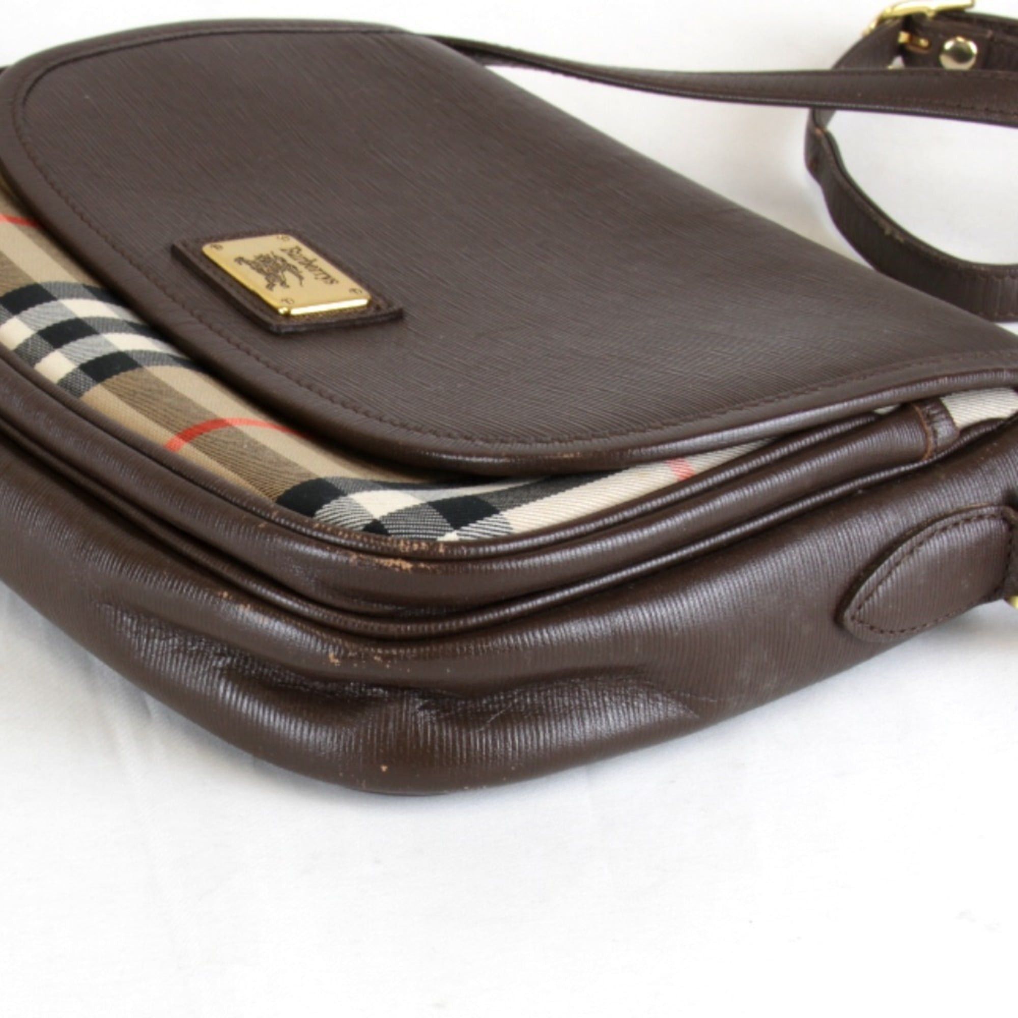 Burberry BURBERRY Nova Check Shadow Horse Shoulder Bag, Leather/Canvas, Brown, Women's Size ONE SIZE - 3 Thumbnail