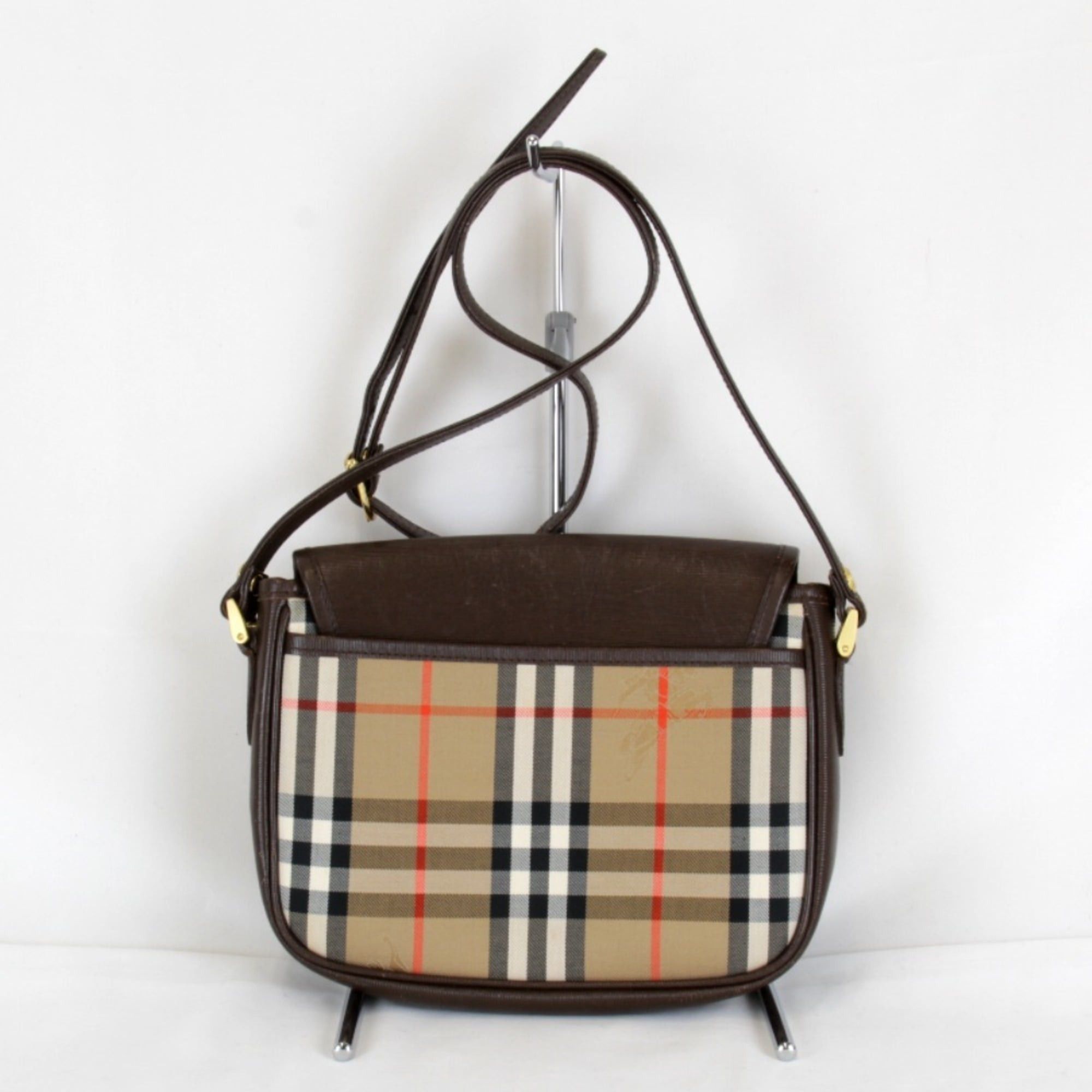 Burberry BURBERRY Nova Check Shadow Horse Shoulder Bag, Leather/Canvas, Brown, Women's Size ONE SIZE - 2 Thumbnail