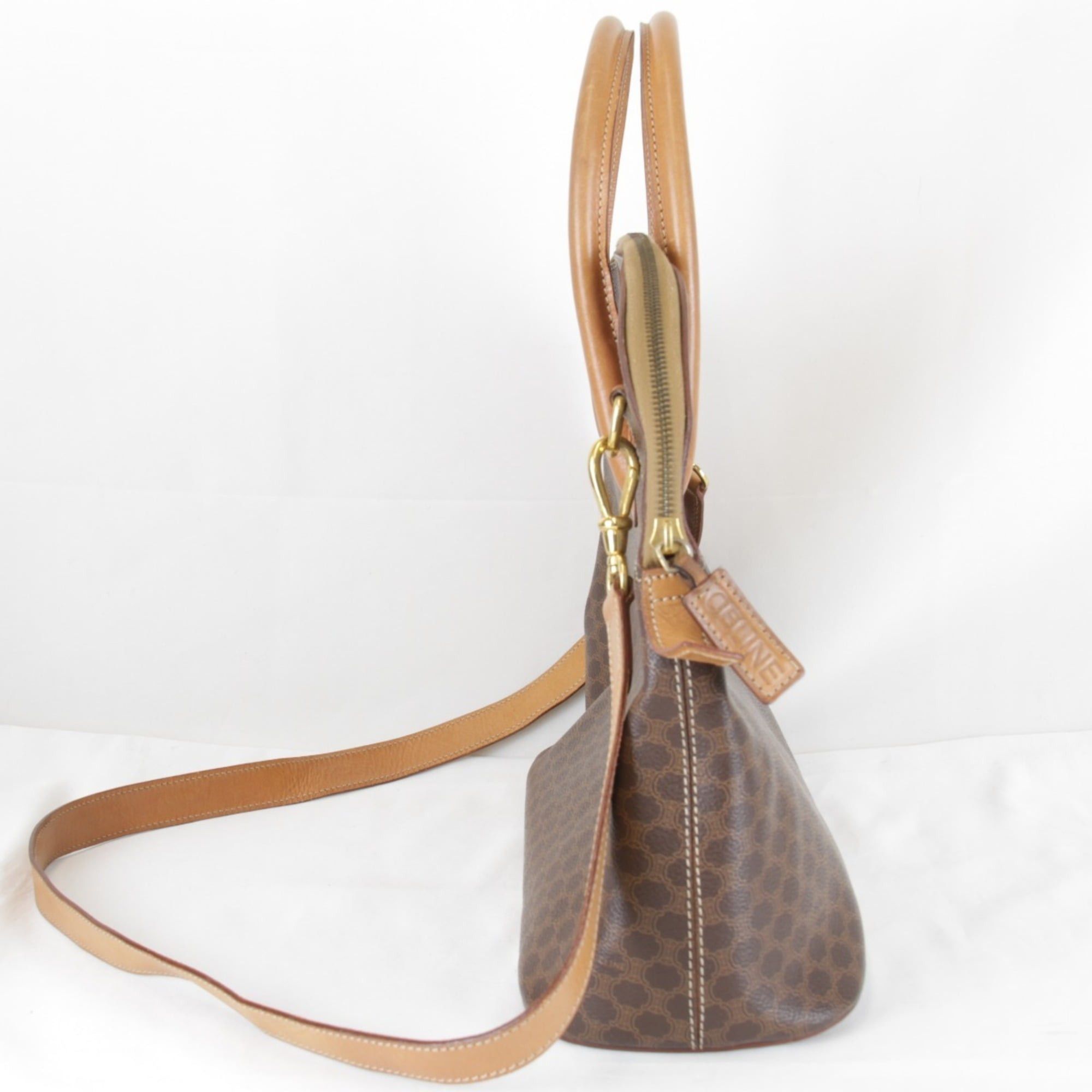 Celine CELINE Macadam Shoulder Bag / Leather Brown Women's Size ONE SIZE - 3 Thumbnail