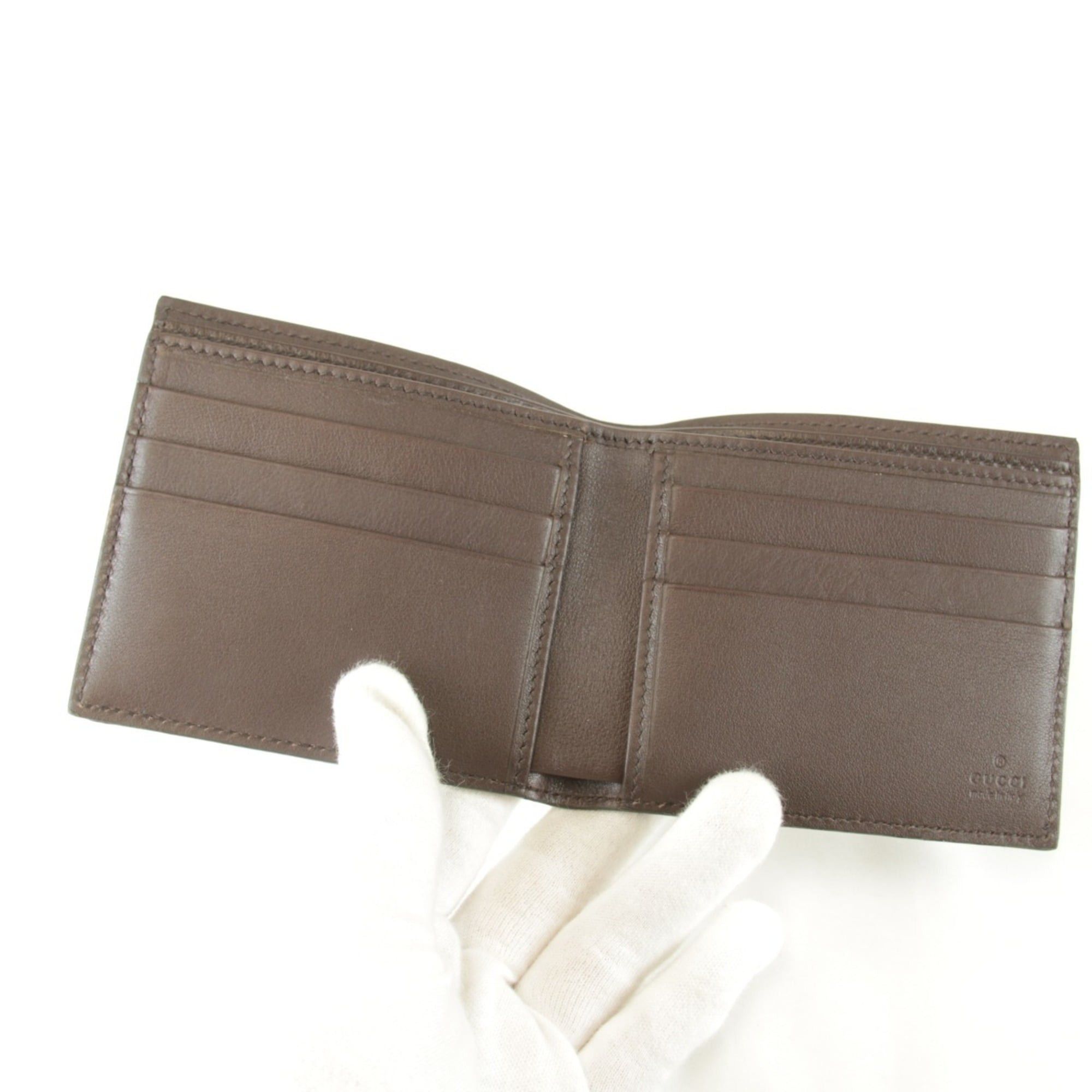 Gucci GUCCI 145754・0416 Bi-fold Wallet, Shima Leather, Brown, Women's Size ONE SIZE - 3 Thumbnail