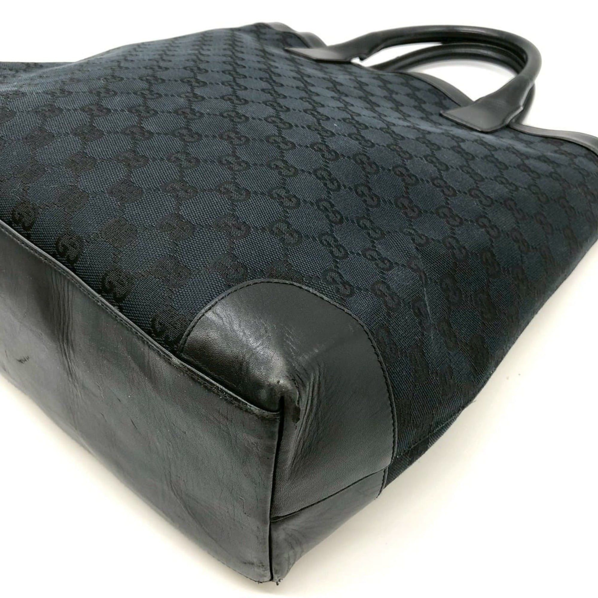 Gucci GUCCI 002-1121 GG Canvas Tote Bag Handbag Leather Black Women's Size ONE SIZE - 5 Thumbnail