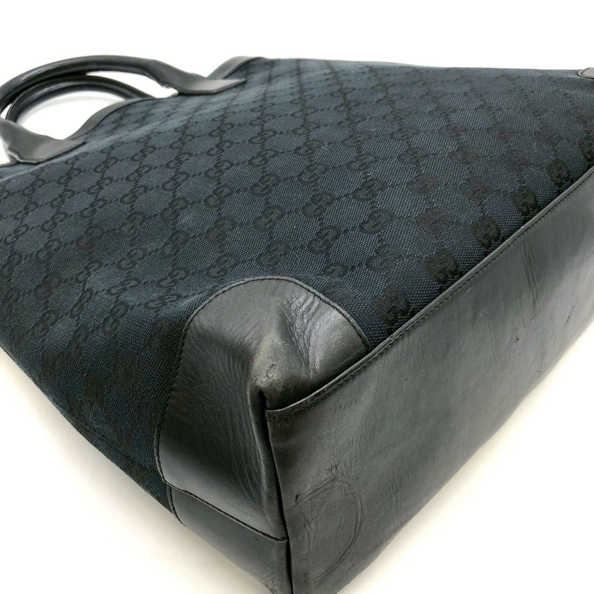 Gucci GUCCI 002-1121 GG Canvas Tote Bag Handbag Leather Black Women's Size ONE SIZE - 6 Thumbnail