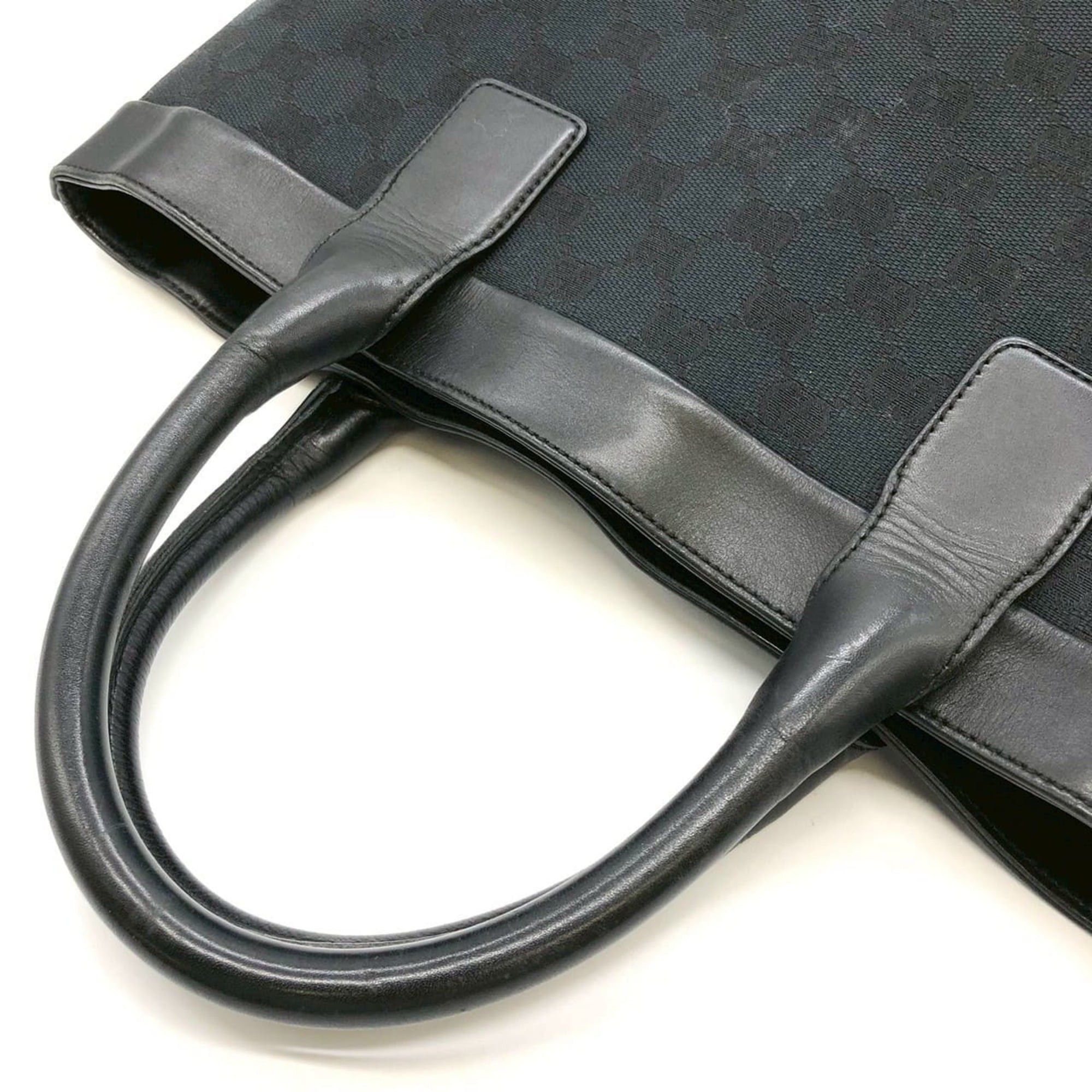 Gucci GUCCI 002-1121 GG Canvas Tote Bag Handbag Leather Black Women's Size ONE SIZE - 7 Thumbnail