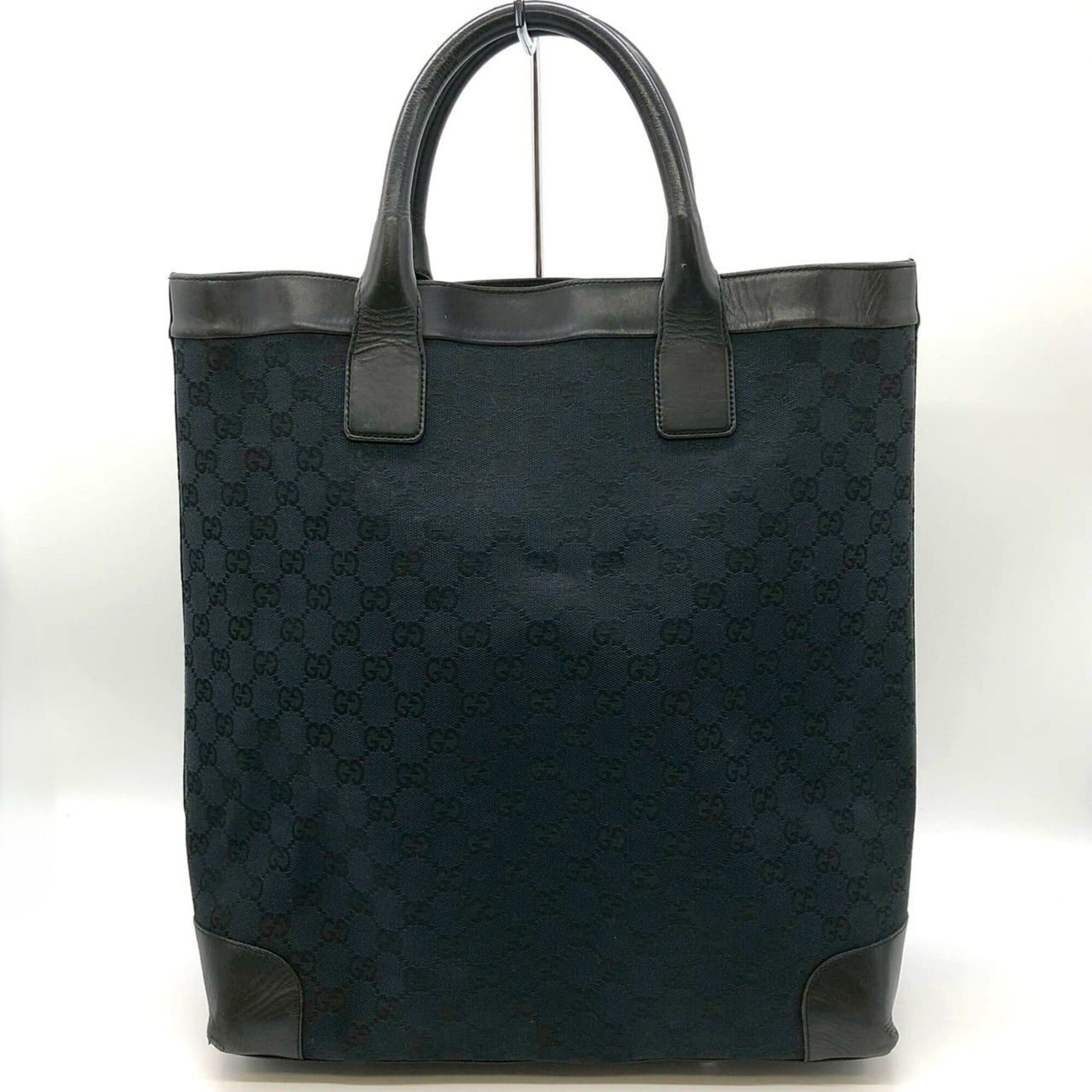 Gucci GUCCI 002-1121 GG Canvas Tote Bag Handbag Leather Black Women's Size ONE SIZE - 2 Thumbnail
