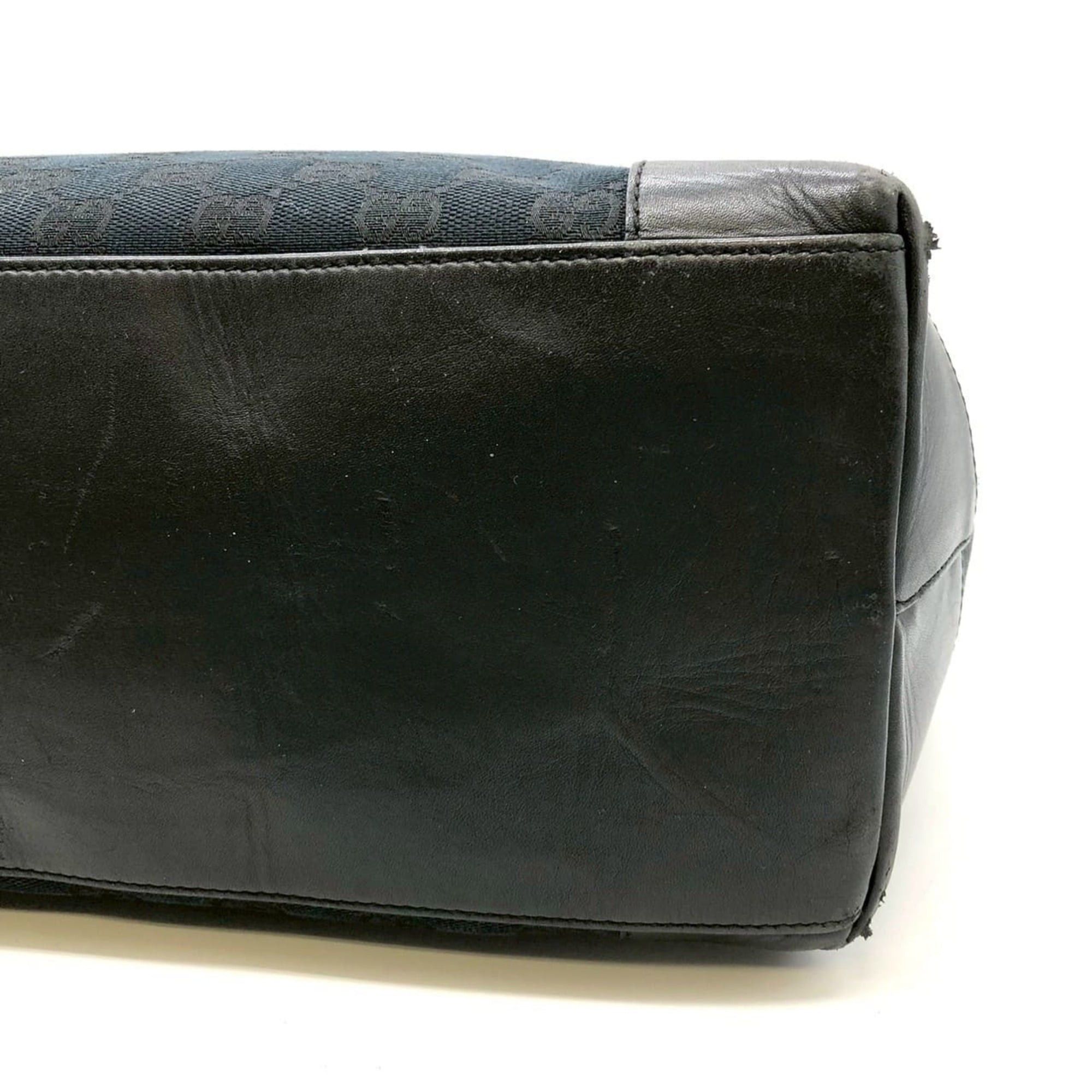 Gucci GUCCI 002-1121 GG Canvas Tote Bag Handbag Leather Black Women's Size ONE SIZE - 3 Thumbnail