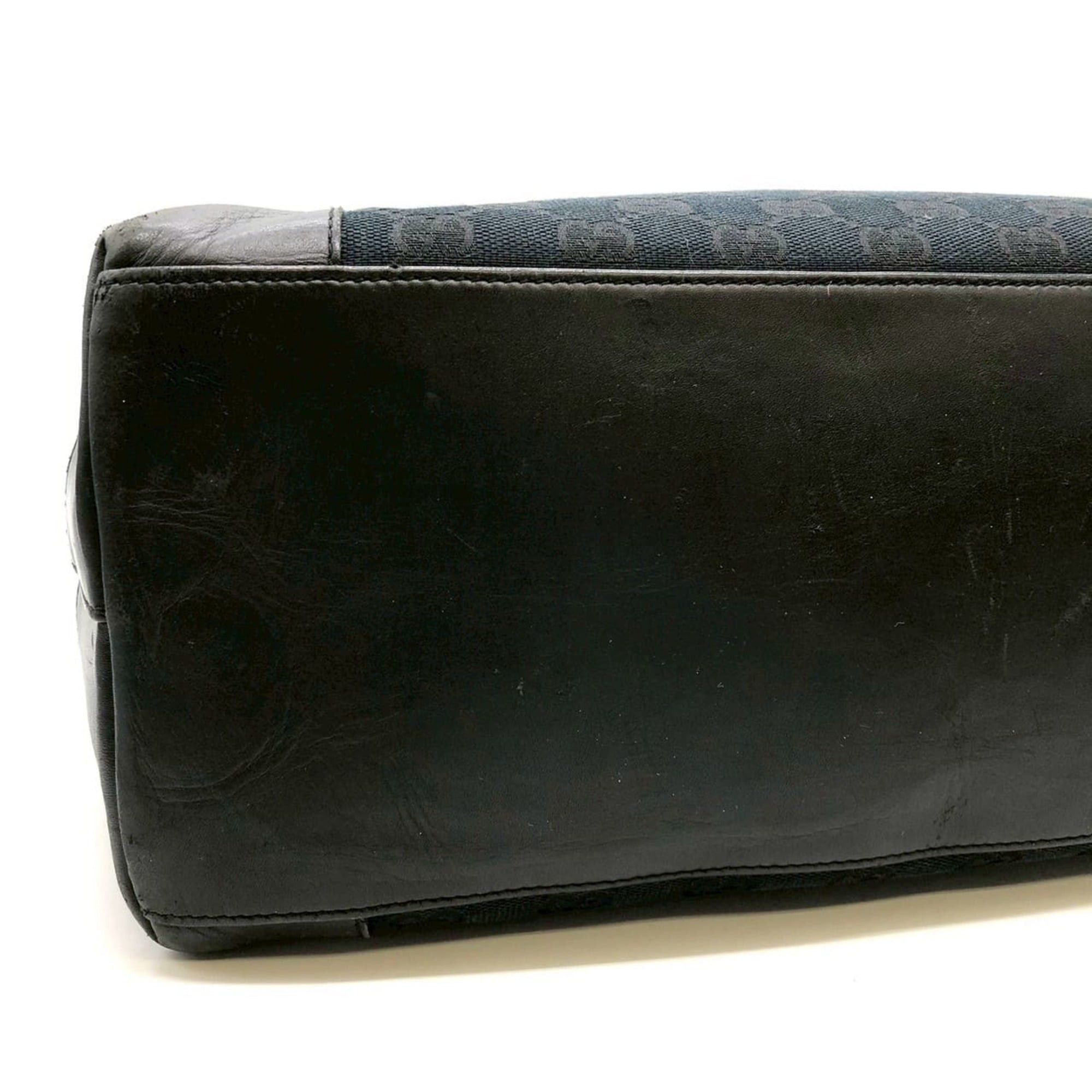 Gucci GUCCI 002-1121 GG Canvas Tote Bag Handbag Leather Black Women's Size ONE SIZE - 4 Thumbnail