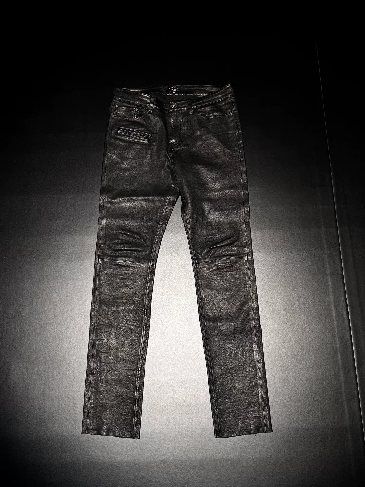 ALAIN DELON Anthony Delon Lamb Leather Biker Slim Pants Size US 29 - 2 Thumbnail