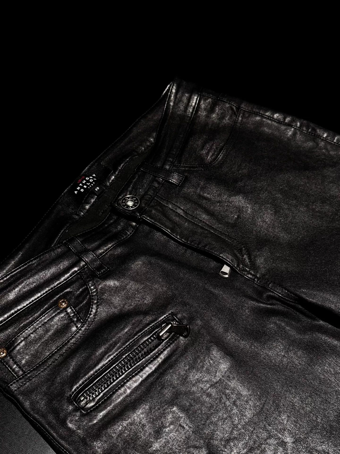 ALAIN DELON Anthony Delon Lamb Leather Biker Slim Pants Size US 29 - 4 Thumbnail