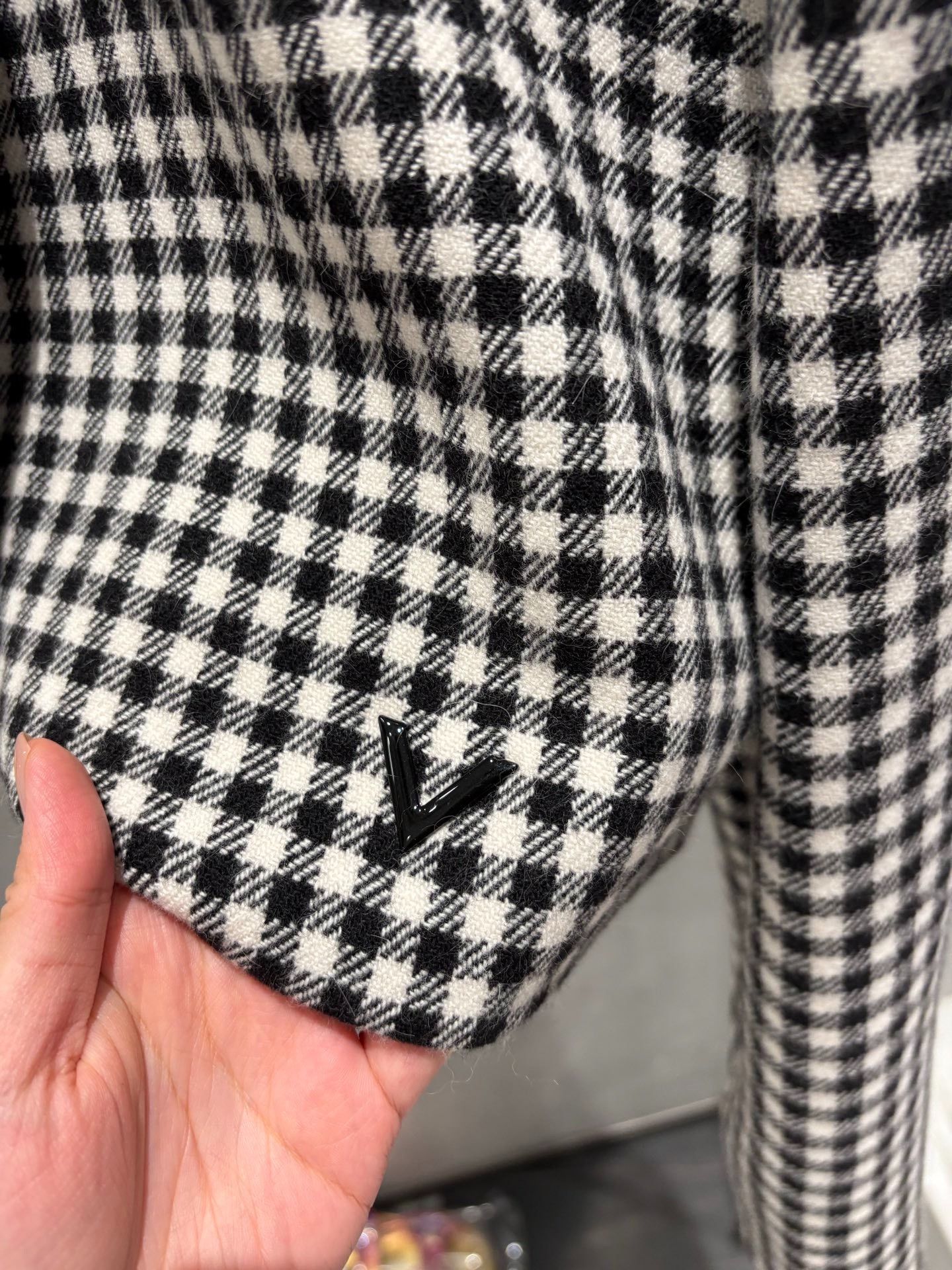 Valentino Valentino Wool Rabbit Hair Houndstooth Cropped Coat Size S / US 4 / IT 40 - 2 Thumbnail