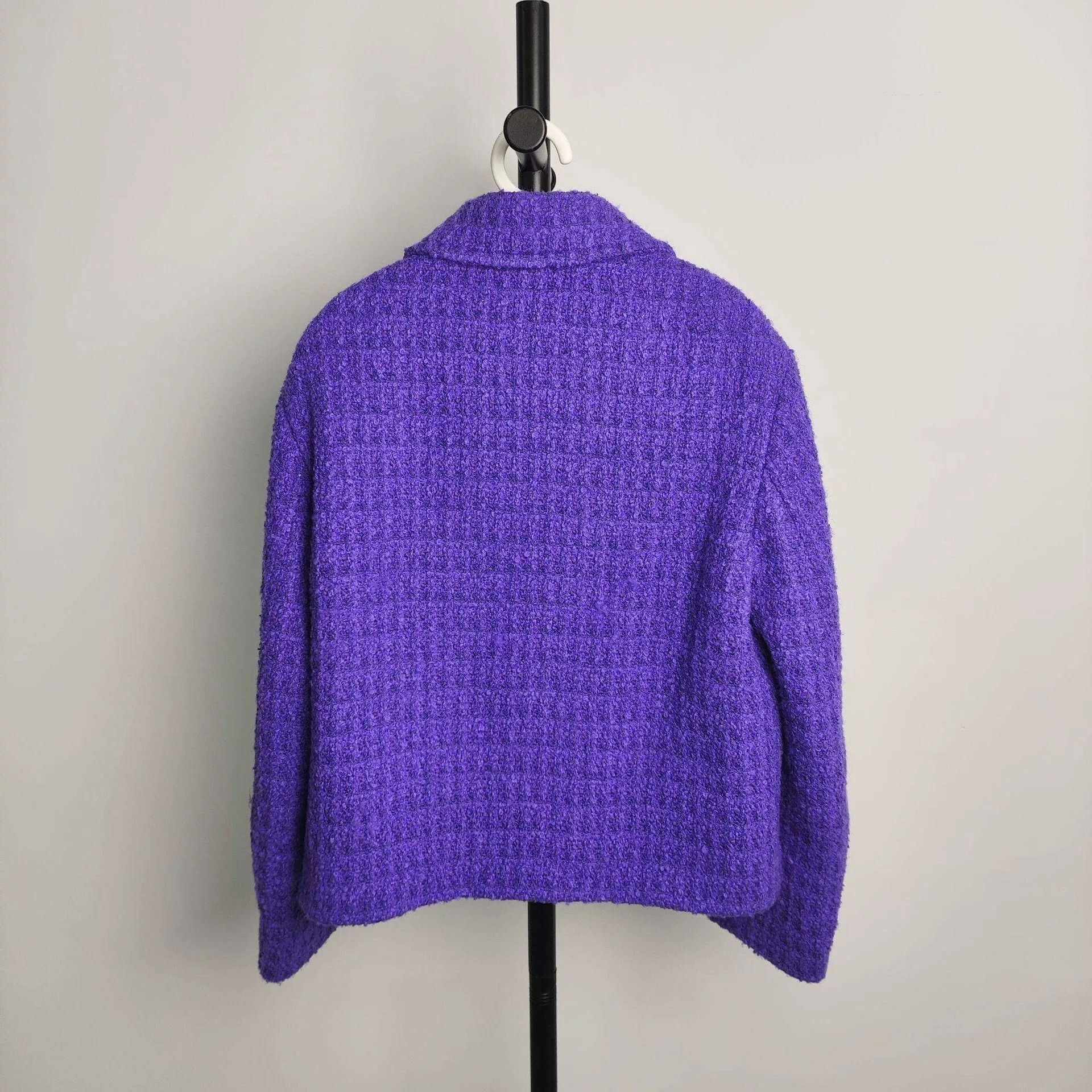 Valentino Valentino Purple Tweed Long-Sleeve Coat Size S / US 4 / IT 40 - 2 Thumbnail