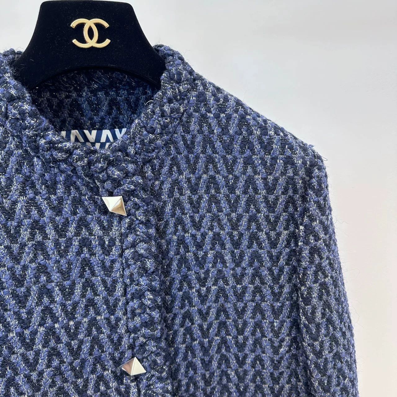 Valentino Valentino Navy Tweed Logo Cropped Coat Size S / US 4 / IT 40 - 5 Thumbnail