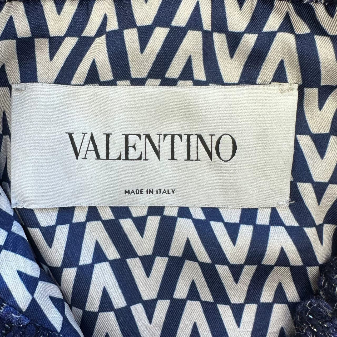 Valentino Valentino Navy Tweed Logo Cropped Coat Size S / US 4 / IT 40 - 6 Thumbnail