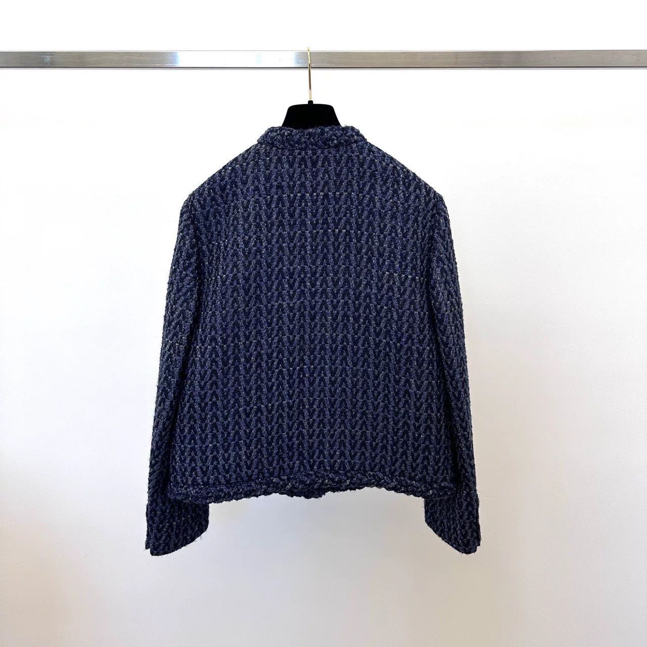 Valentino Valentino Navy Tweed Logo Cropped Coat Size S / US 4 / IT 40 - 4 Thumbnail