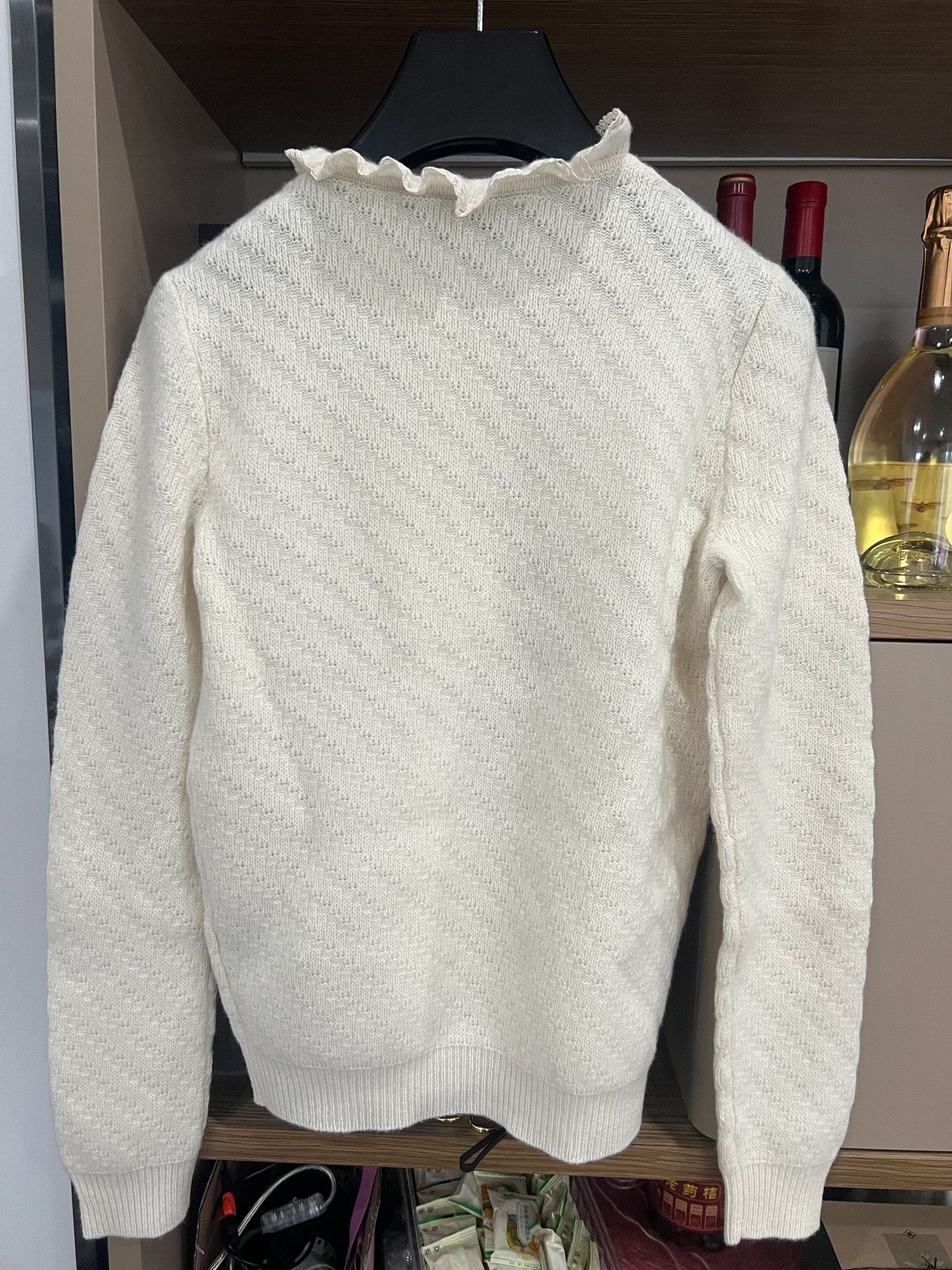 Valentino Valentino White Knit Top with Lace Trim Size M / US 6-8 / IT 42-44 - 3 Thumbnail