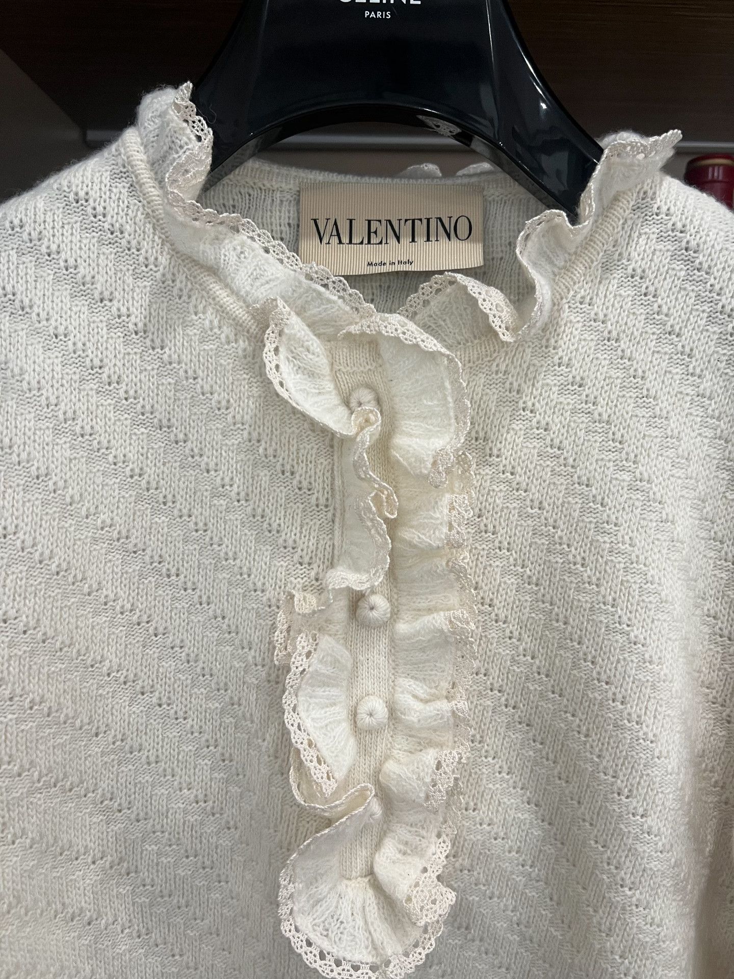 Valentino Valentino White Knit Top with Lace Trim Size M / US 6-8 / IT 42-44 - 2 Thumbnail