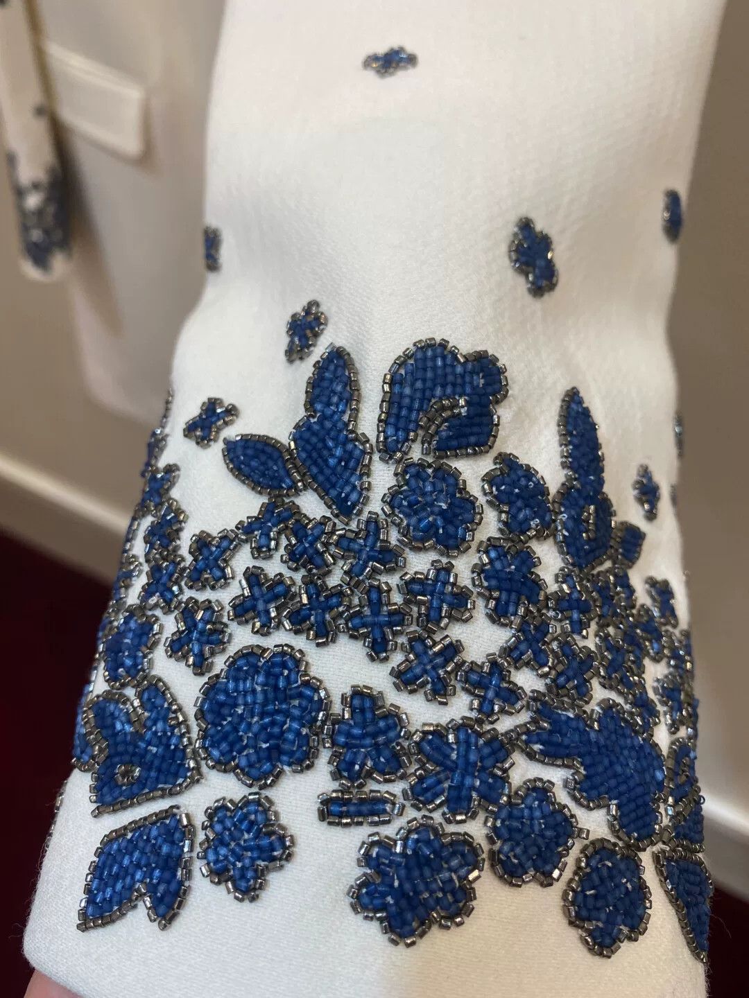 Valentino Valentino Blue Beaded Collar A-line Coat Size S / US 4 / IT 40 - 3 Thumbnail