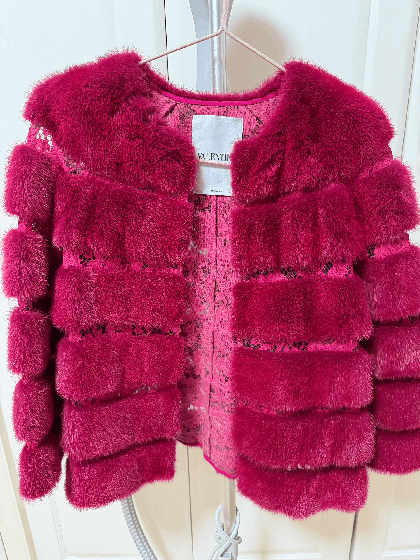 Valentino Valentino Burgundy Mink Coat with Lace Size S / US 4 / IT 40 - 2 Thumbnail
