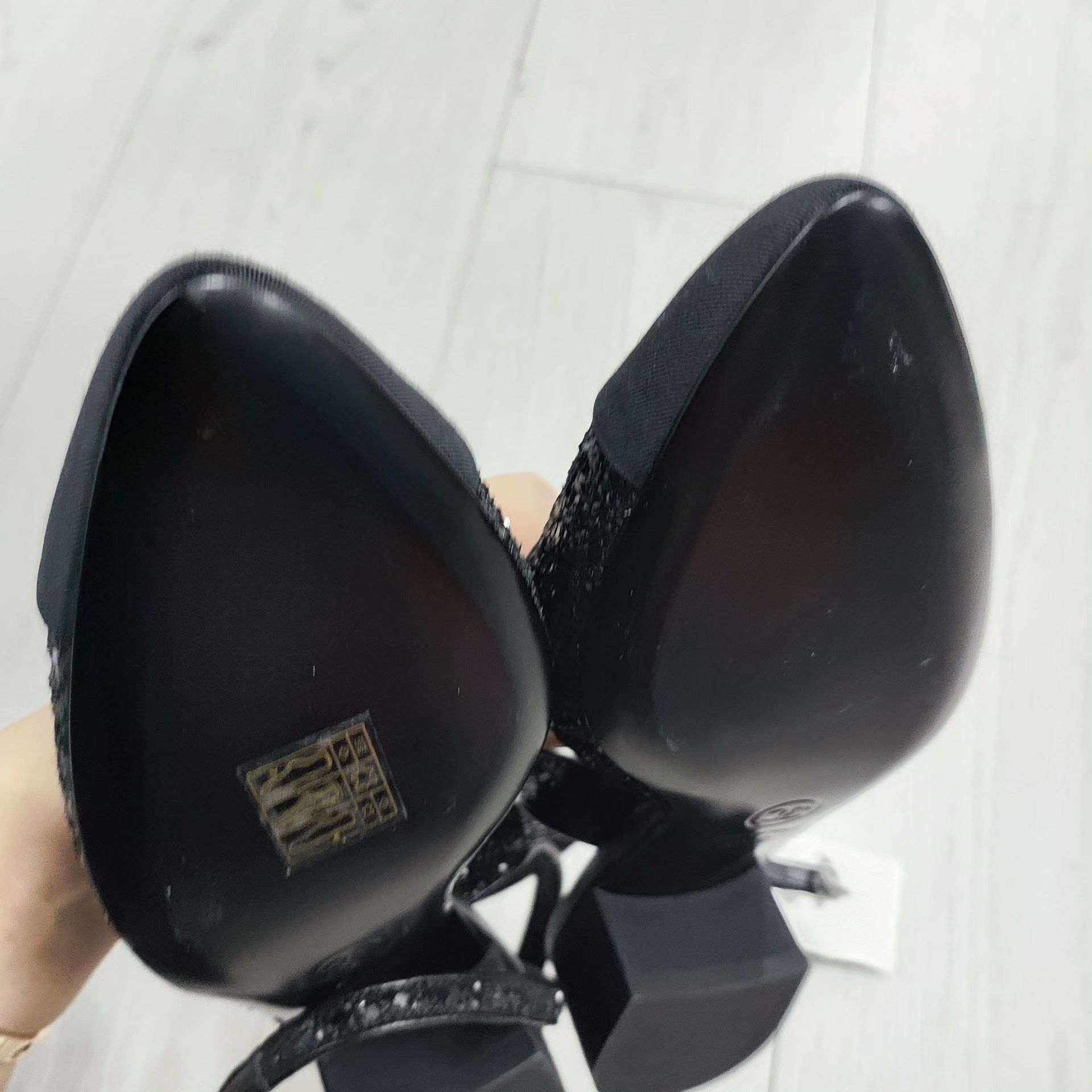 Chanel Chanel Black Rhinestone Low-Heeled Shoes Size US 5.5 / IT 35.5 - 4 Thumbnail