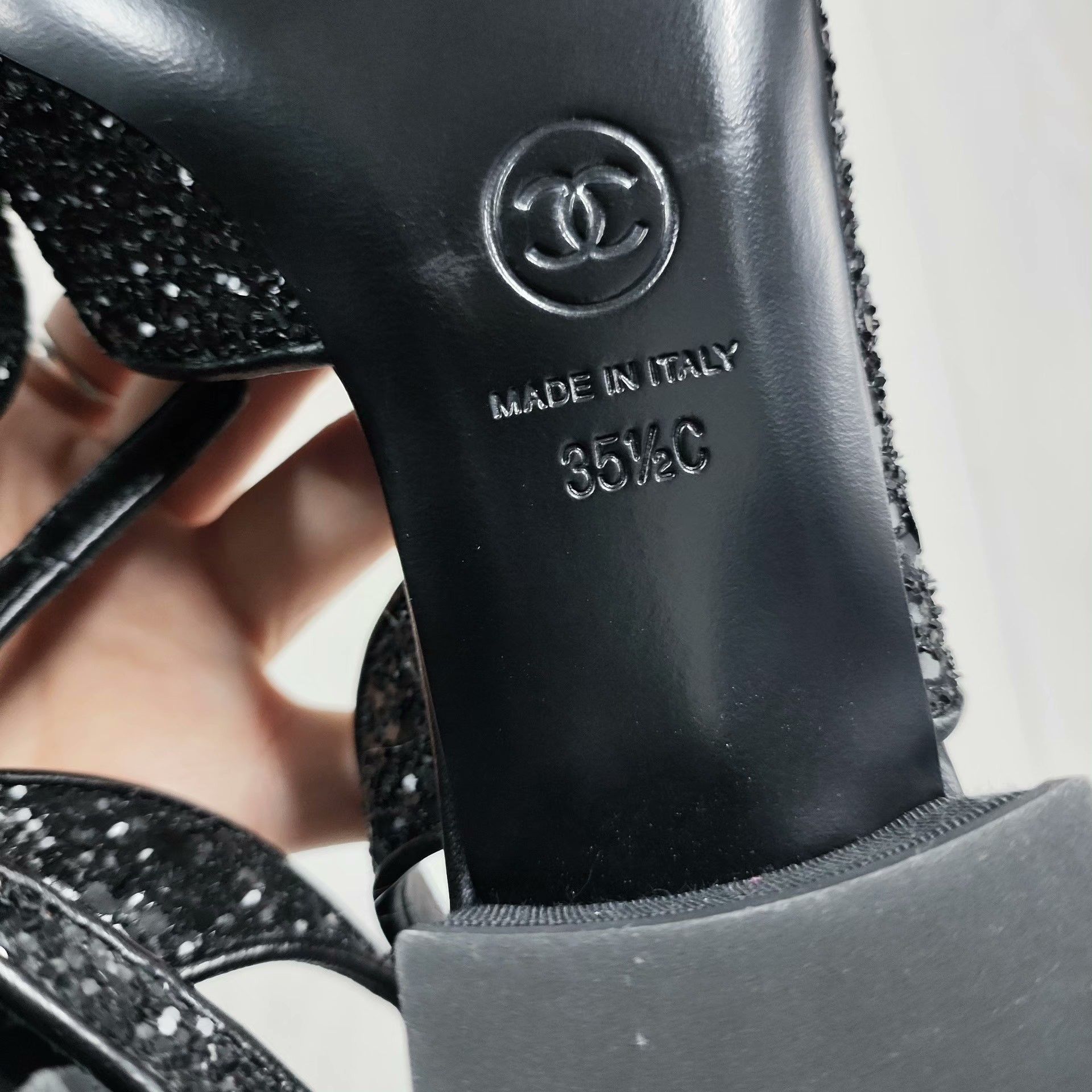 Chanel Chanel Black Rhinestone Low-Heeled Shoes Size US 5.5 / IT 35.5 - 5 Thumbnail