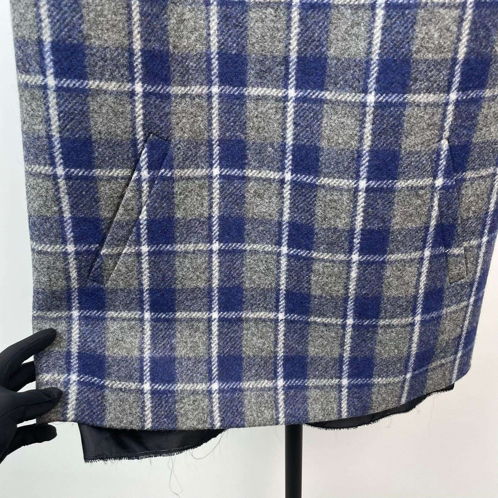 Miu Miu MiuMiu 25SS Blue-Gray Plaid Sleeveless Mini Wool Dress Size S / US 4 / IT 40 - 5 Thumbnail