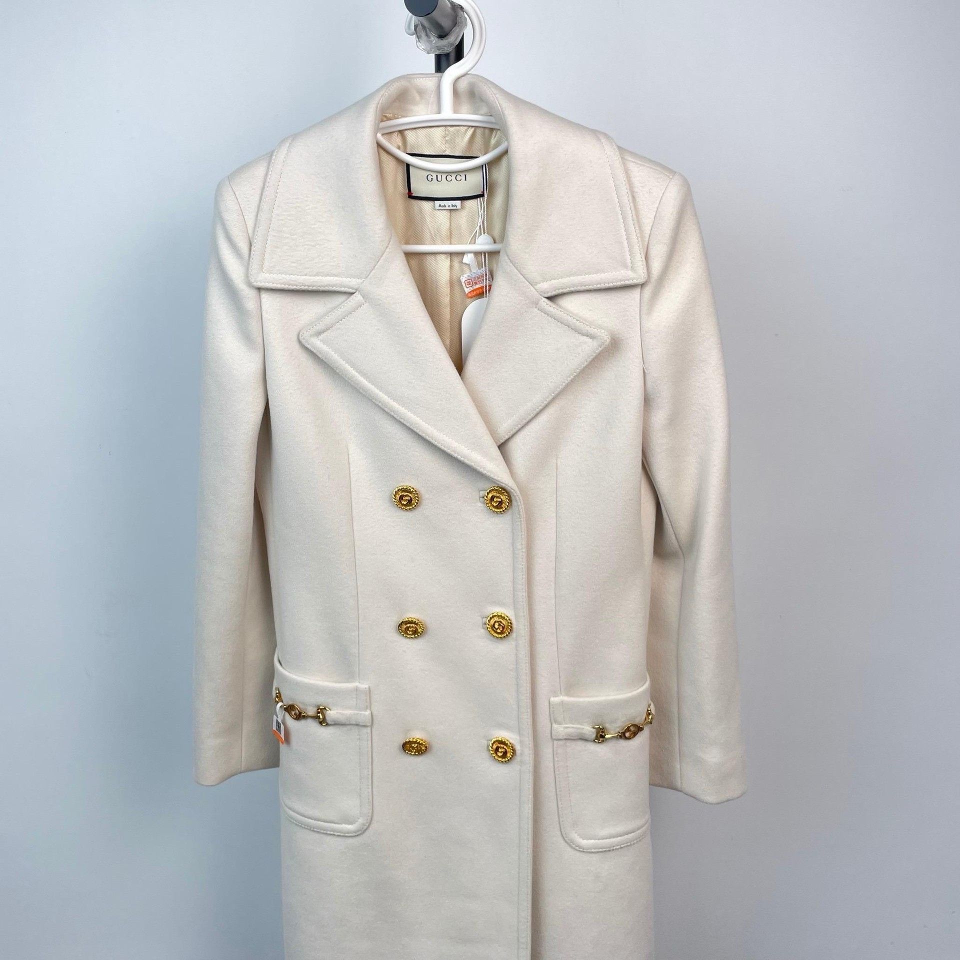 Gucci Gucci Cream Double-Breasted Wool Coat Size XS / US 0-2 / IT 36-38 - 3 Thumbnail