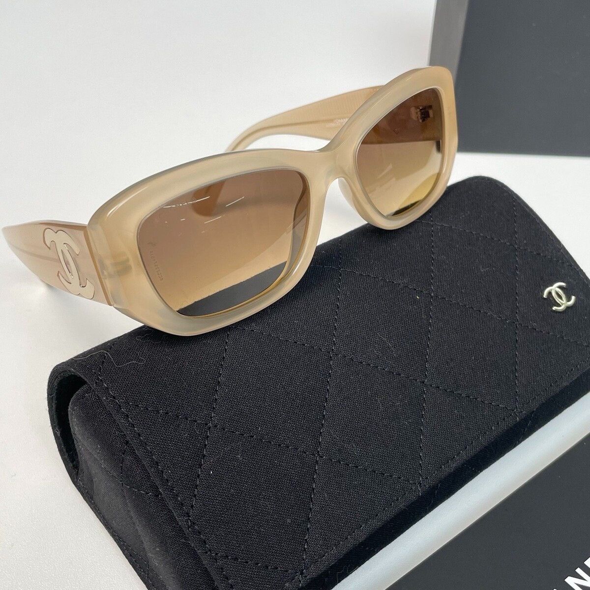 Chanel Chanel Brown Rectangular Sunglasses Size ONE SIZE - 2 Thumbnail