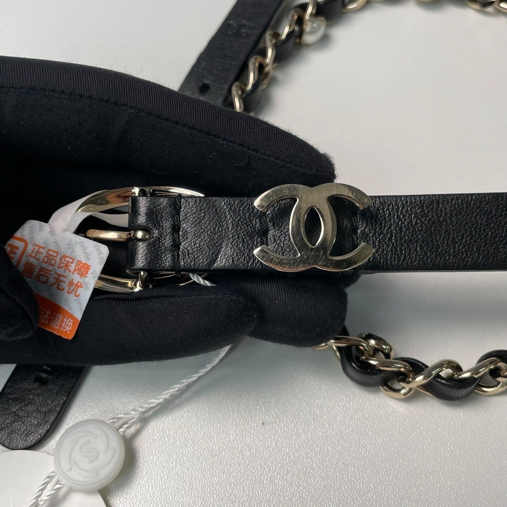 Chanel Chanel Black Leather Pearl Waist Chain Size ONE SIZE - 5 Thumbnail