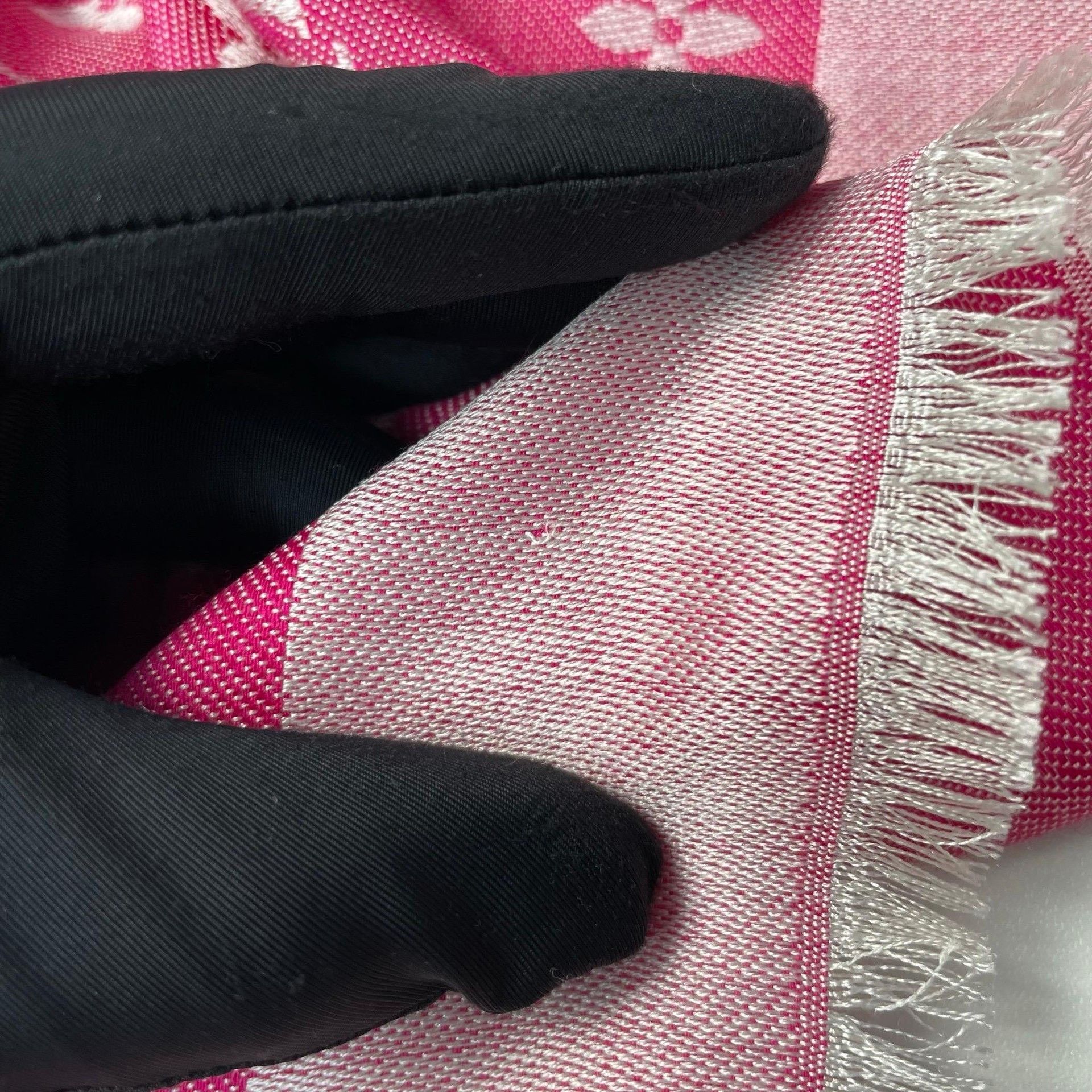 Louis Vuitton LV Pink Monogram Satin Tassel Scarf Size ONE SIZE - 8 Thumbnail