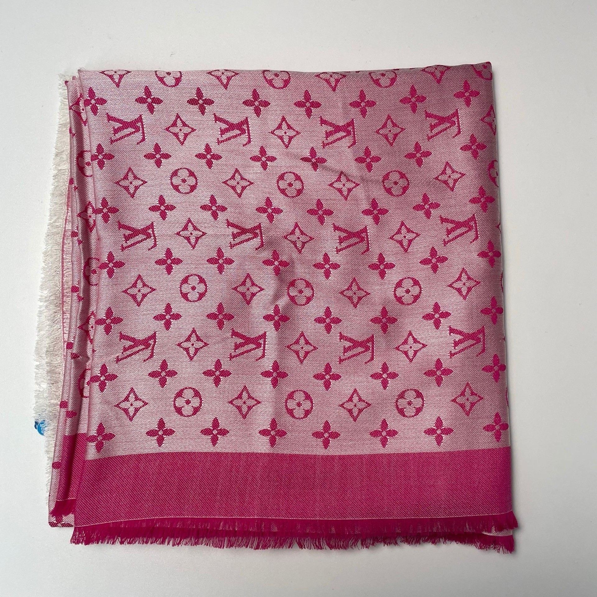 Louis Vuitton LV Pink Monogram Satin Tassel Scarf Size ONE SIZE - 3 Thumbnail