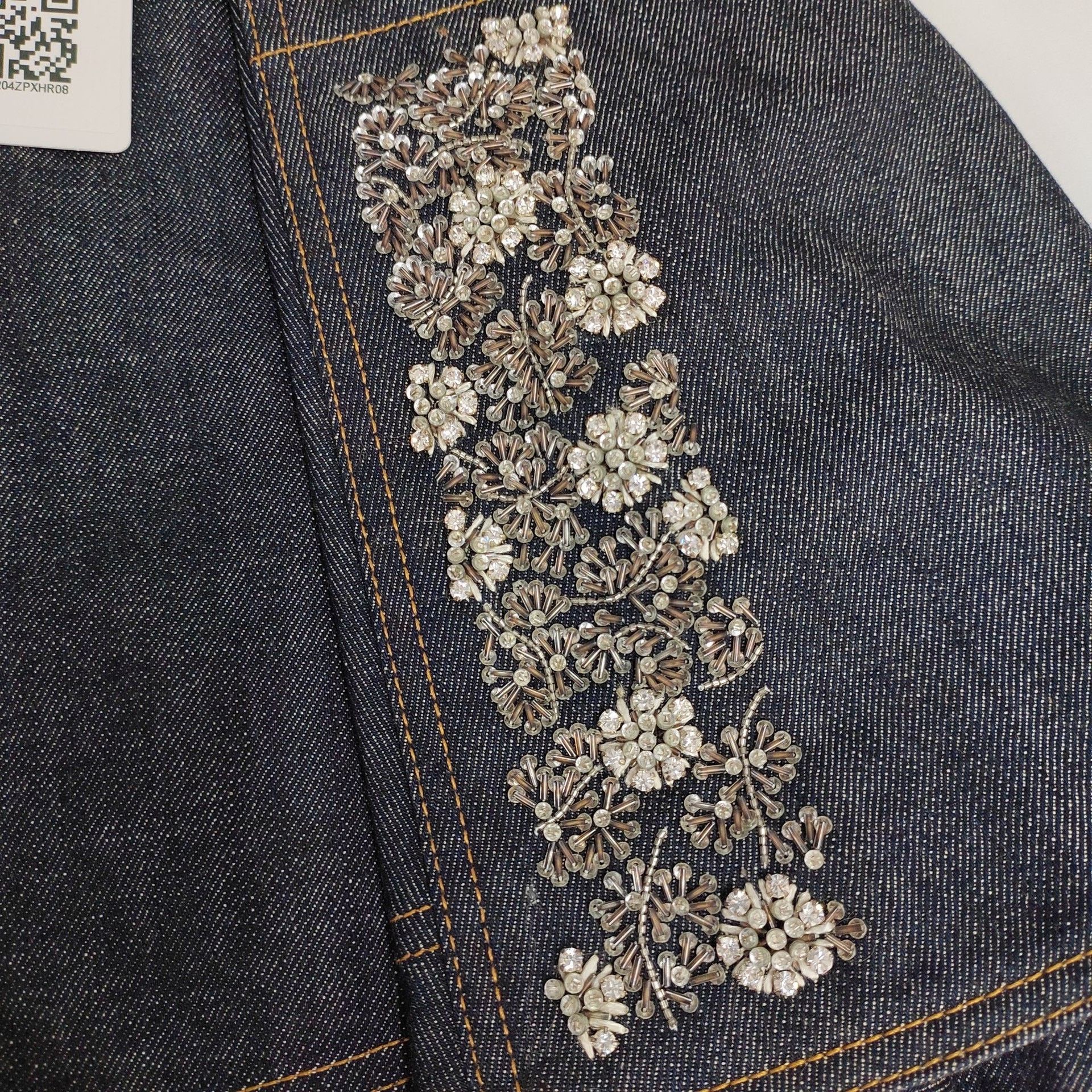 Dior Dior Dark Blue Rhinestone Beaded Denim Skirt Size 36" / US 14 / IT 50 - 2 Thumbnail