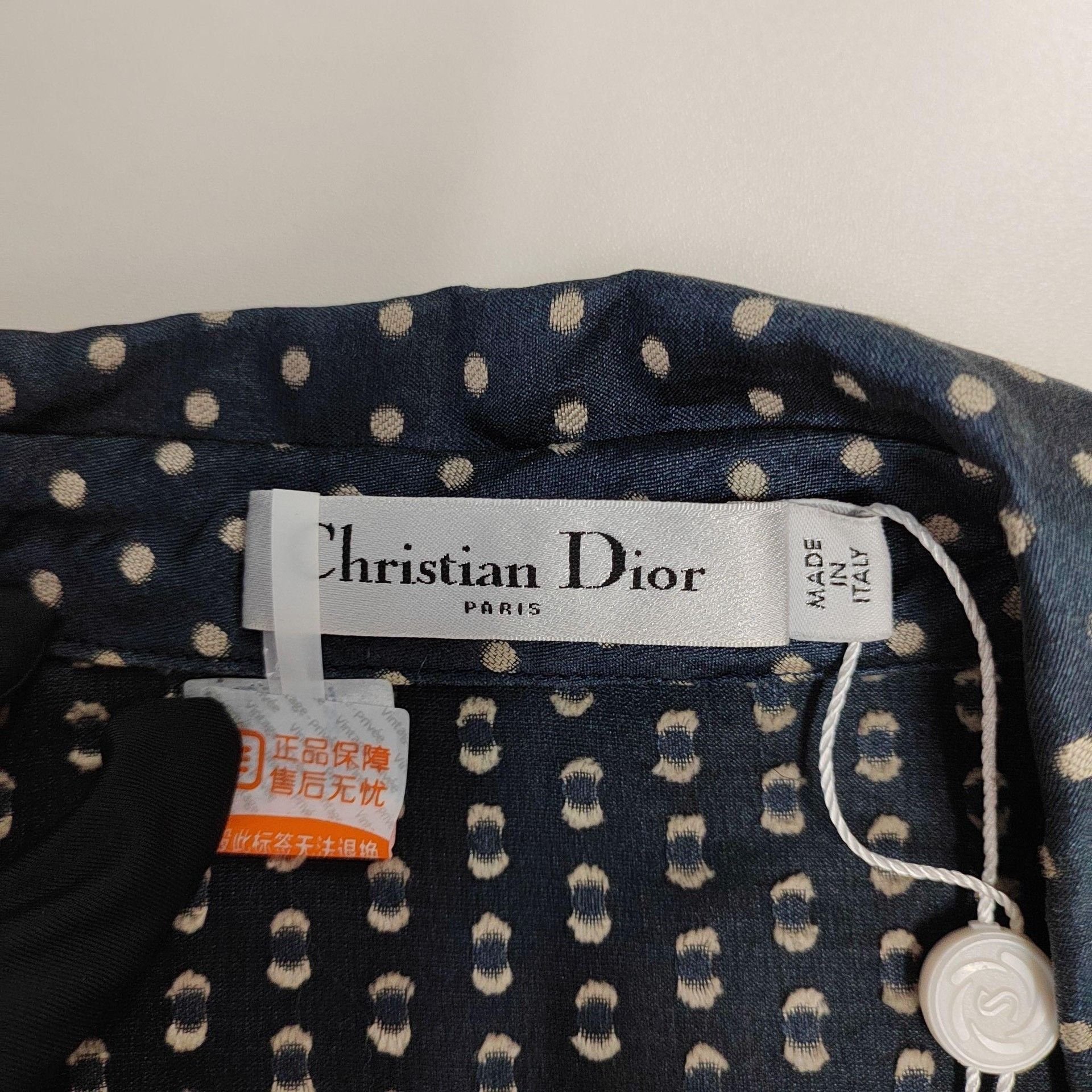 Dior Dior Dark Blue Polka Dot Silk Dress Size XS / US 0-2 / IT 36-38 - 4 Thumbnail