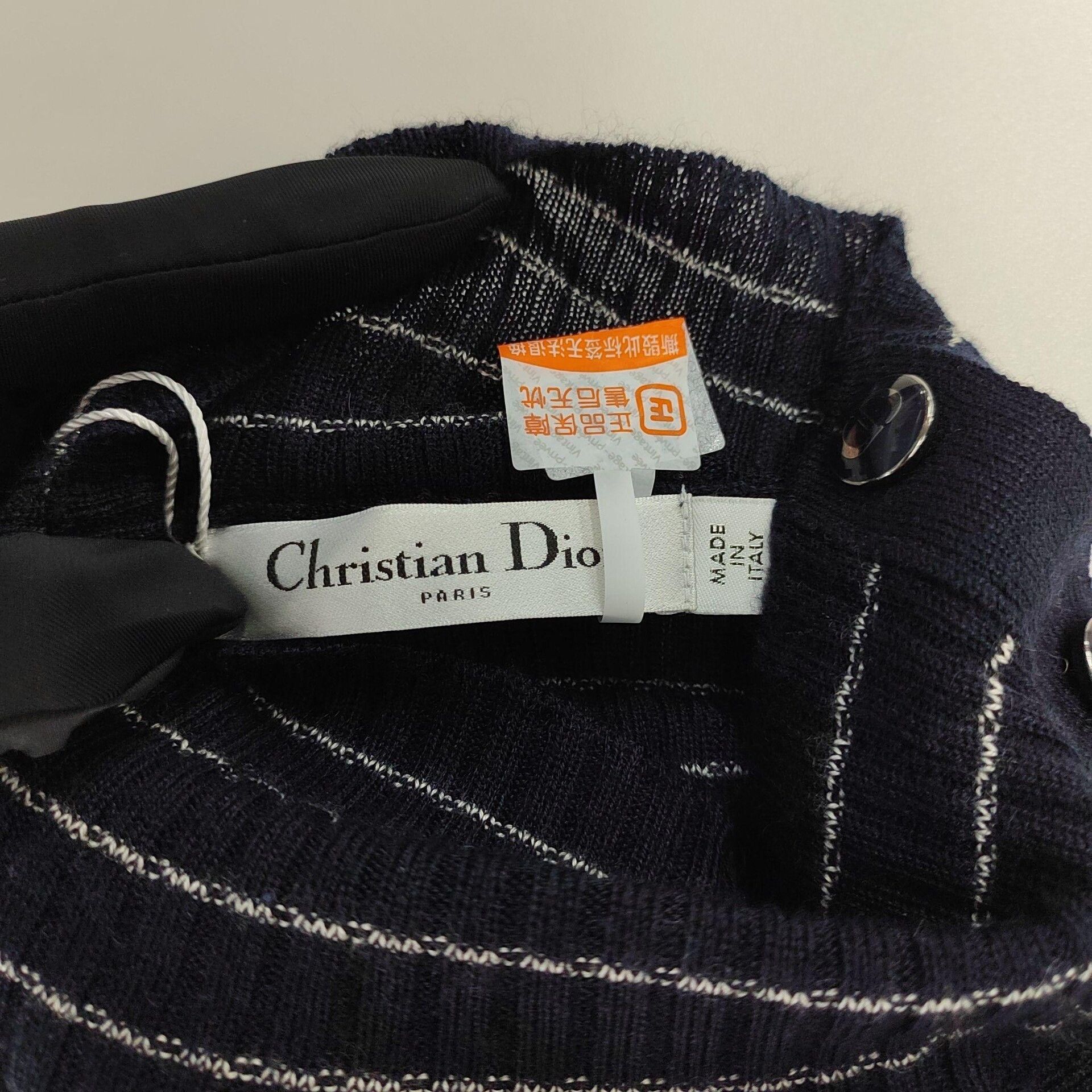 Dior Dior Bee Logo Dark Blue Striped Knit Top Size S / US 4 / IT 40 - 3 Thumbnail