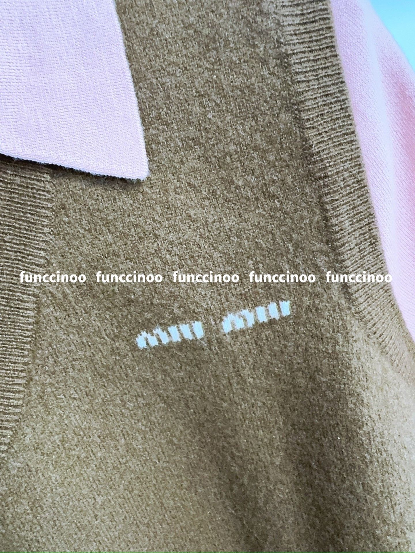 Miu Miu Miu Miu Brown Pink Color-Blocked Knit Polo Top Size S / US 4 / IT 40 - 2 Thumbnail