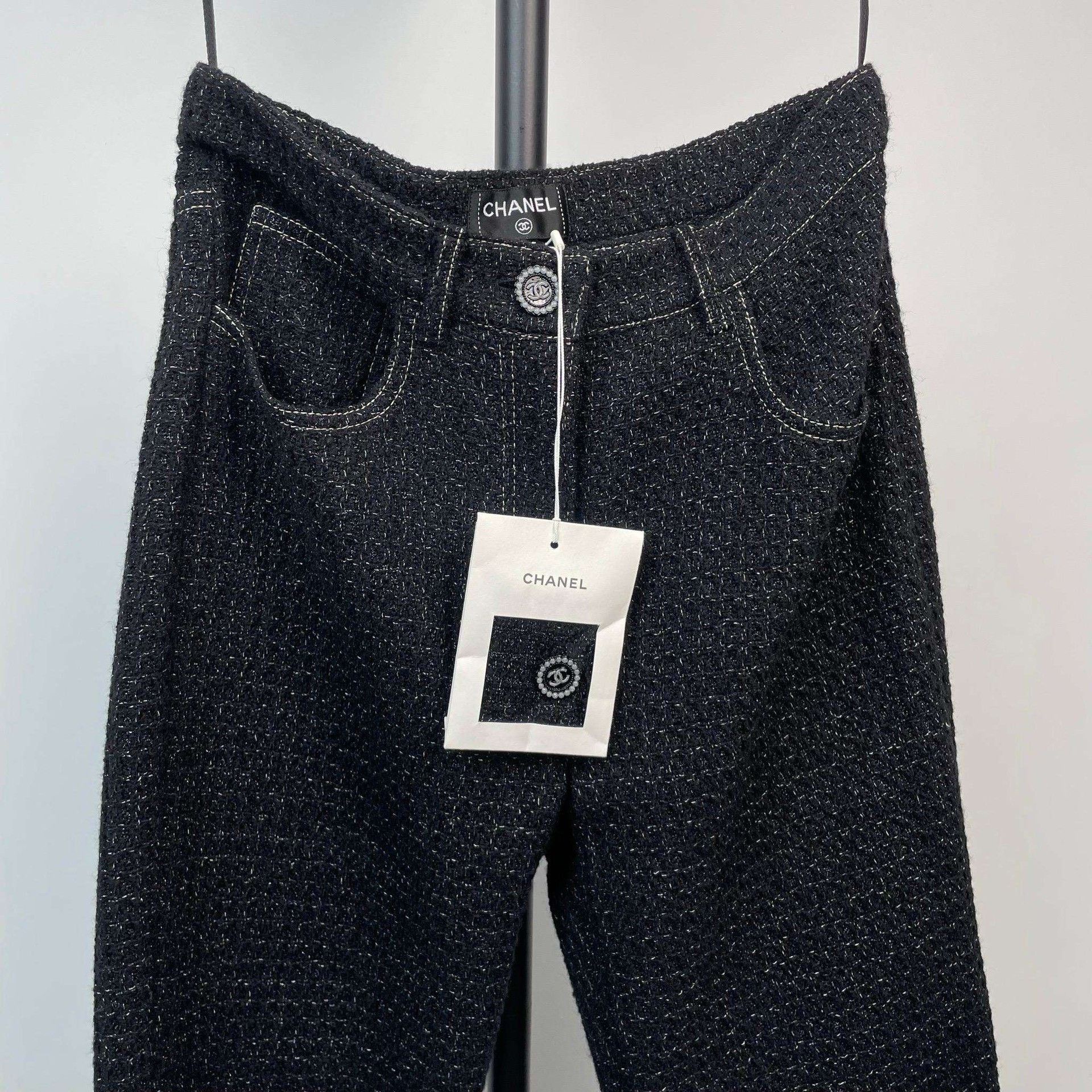 Chanel Chanel Black Tweed Straight-Leg Pants Size 36" / US 14 / IT 50 - 8 Thumbnail