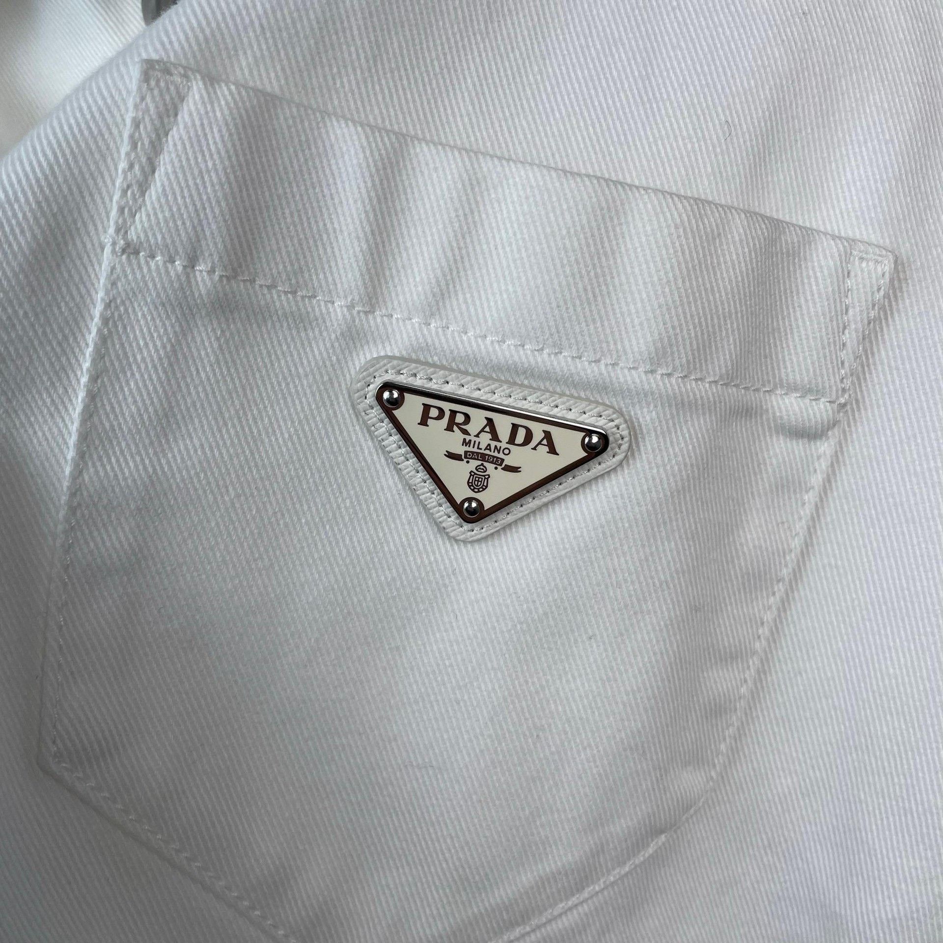 Prada Prada White Logo Long-Sleeve Shirt Coat Size XS / US 0-2 / IT 36-38 - 3 Thumbnail