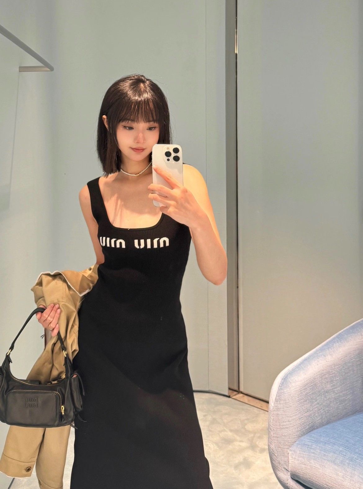 Miu Miu Miu Miu Black Logo Knit Vest Dress Size XS / US 0-2 / IT 36-38 - 2 Thumbnail