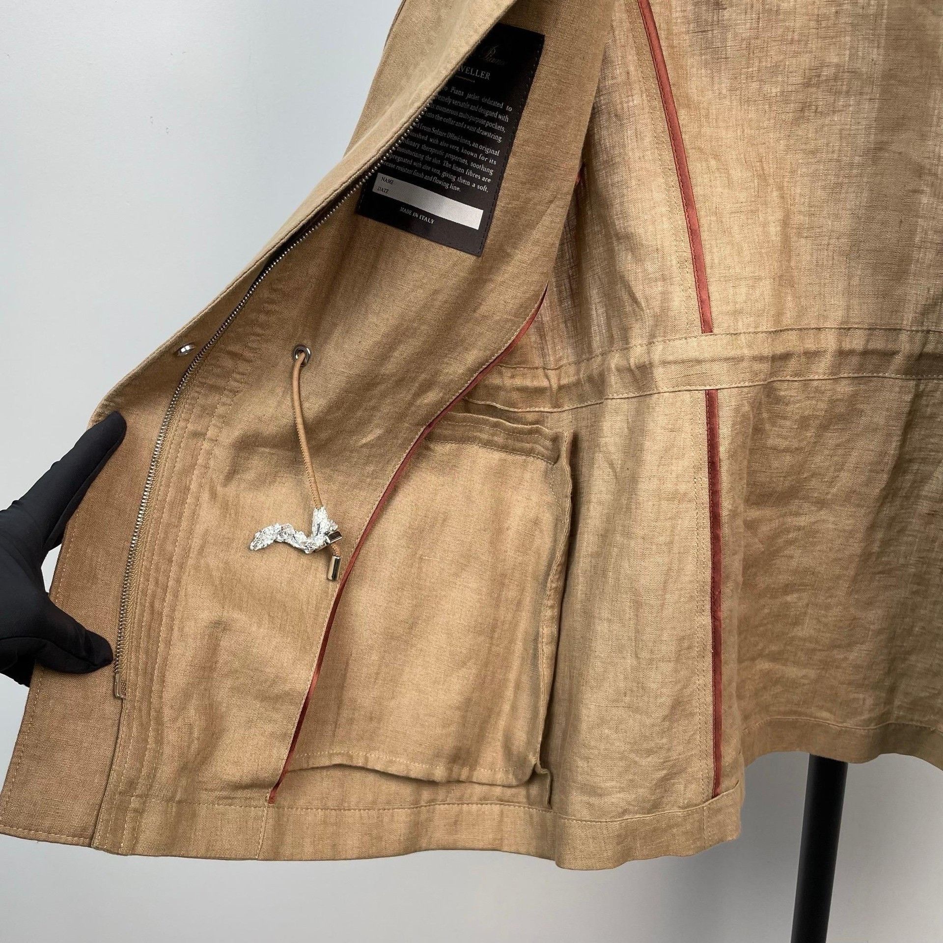 Loro Piana Loro Piana dec524 Khaki Traveller Linen Jacket Size S / US 4 / IT 40 - 4 Thumbnail