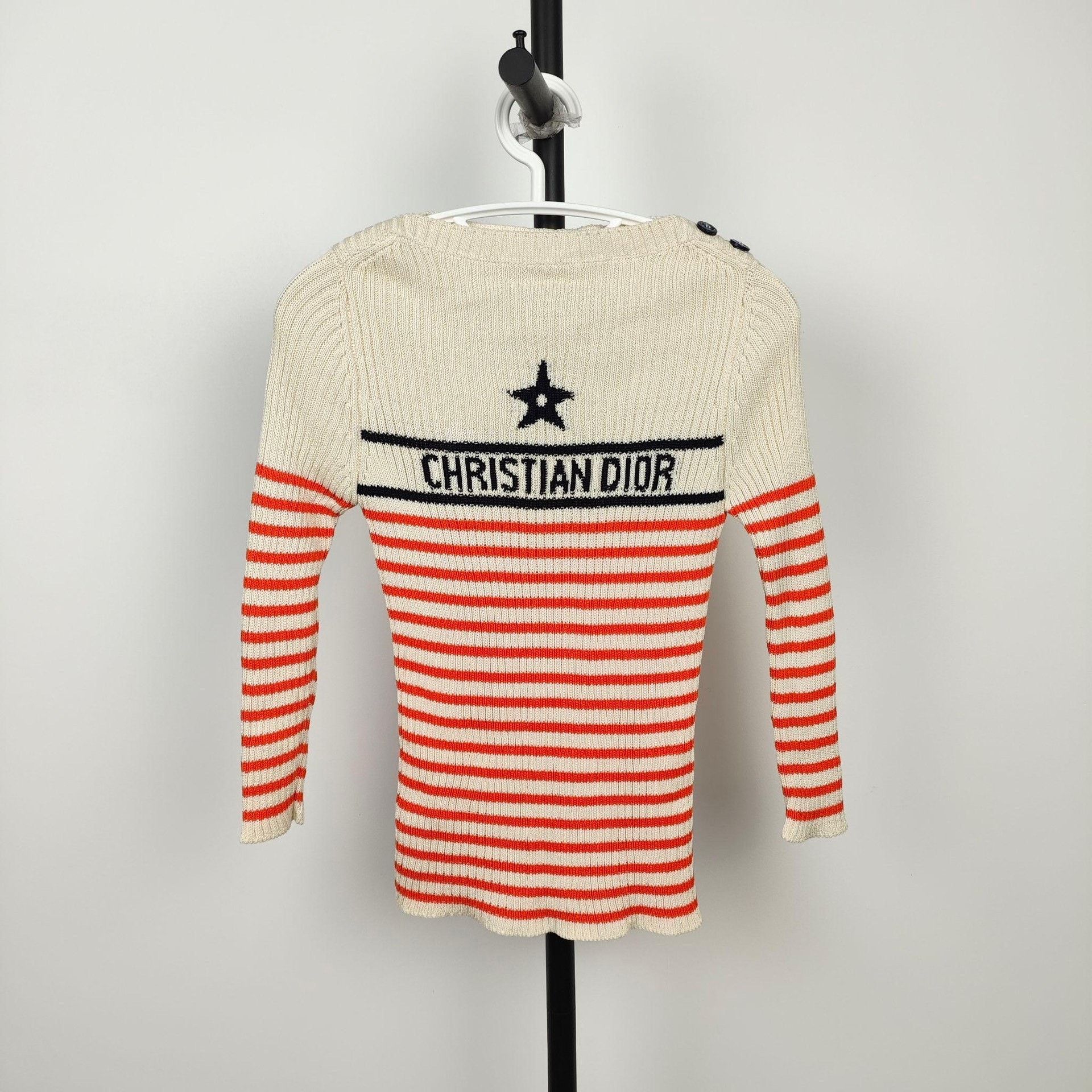 Dior Dior Cream Crewneck Striped Sleeve Sweater Size XS / US 0-2 / IT 36-38 - 9 Thumbnail