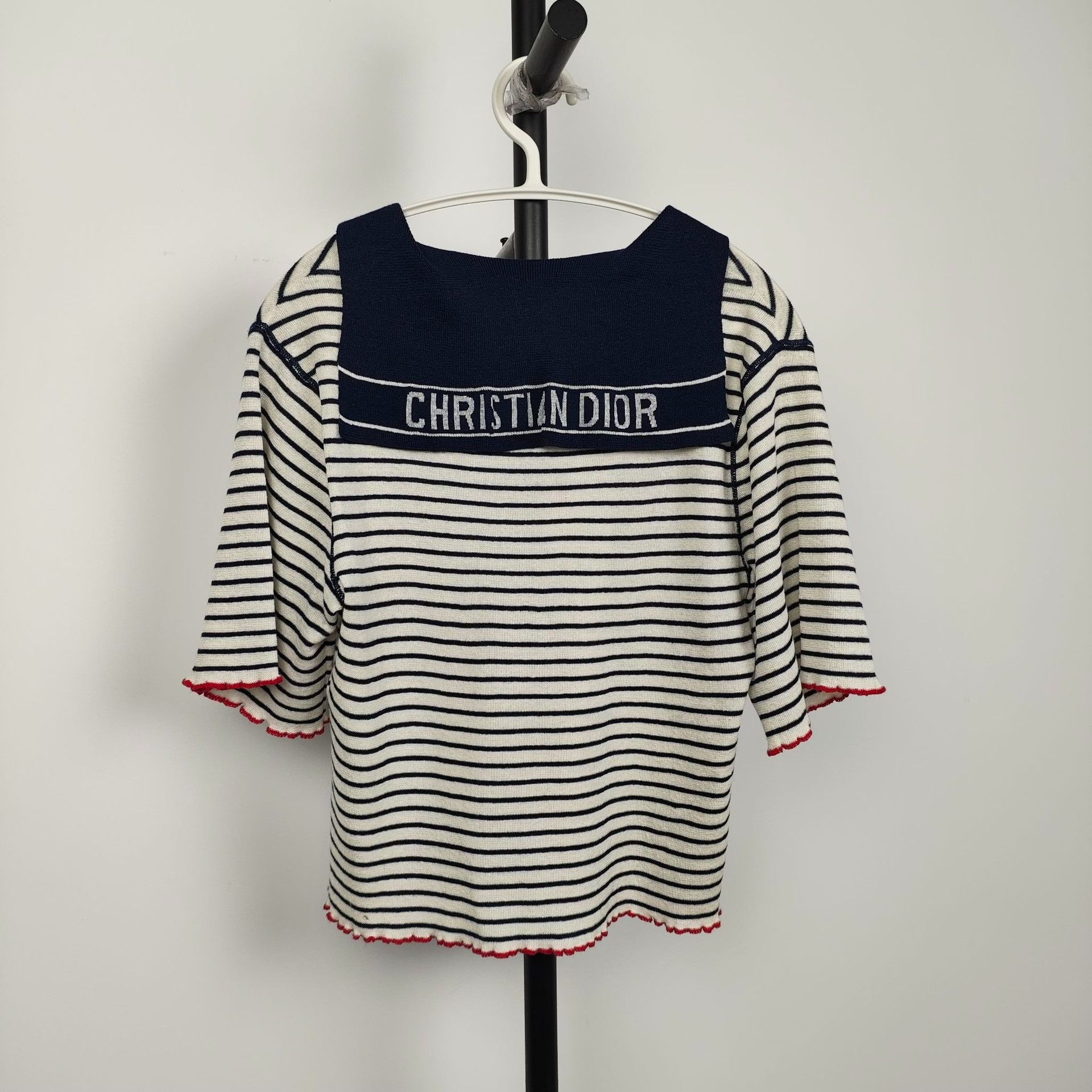 Dior Dior Black White Striped Knit Short-Sleeve Top Size S / US 4 / IT 40 - 2 Thumbnail