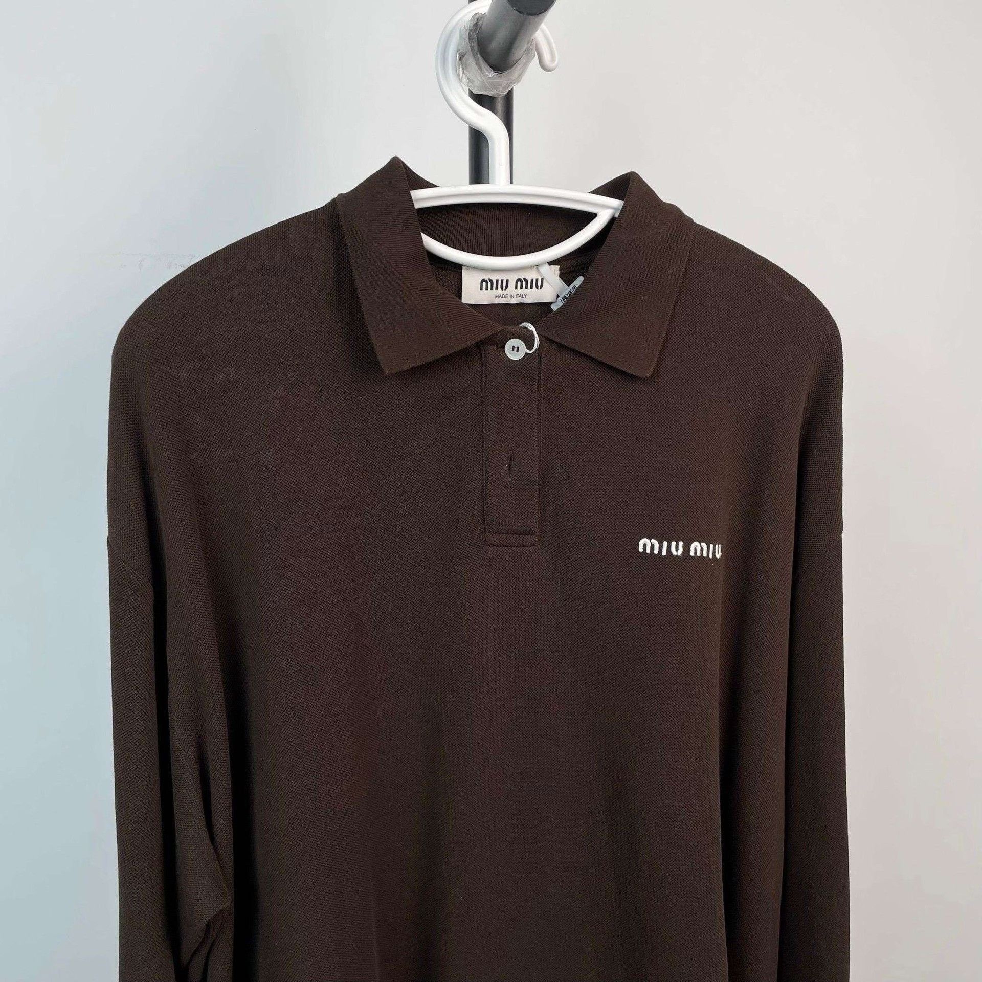Miu Miu Miumiu Dark Brown Fake Two-Layer Polo Shirt Size S / US 4 / IT 40 - 3 Thumbnail