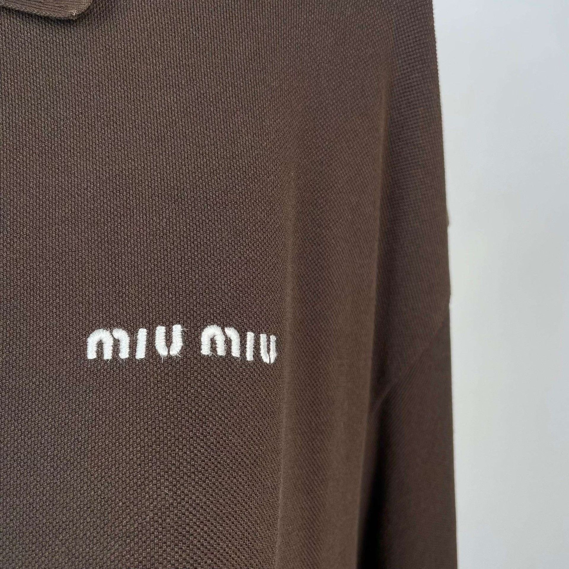 Miu Miu Miumiu Dark Brown Fake Two-Layer Polo Shirt Size S / US 4 / IT 40 - 5 Thumbnail