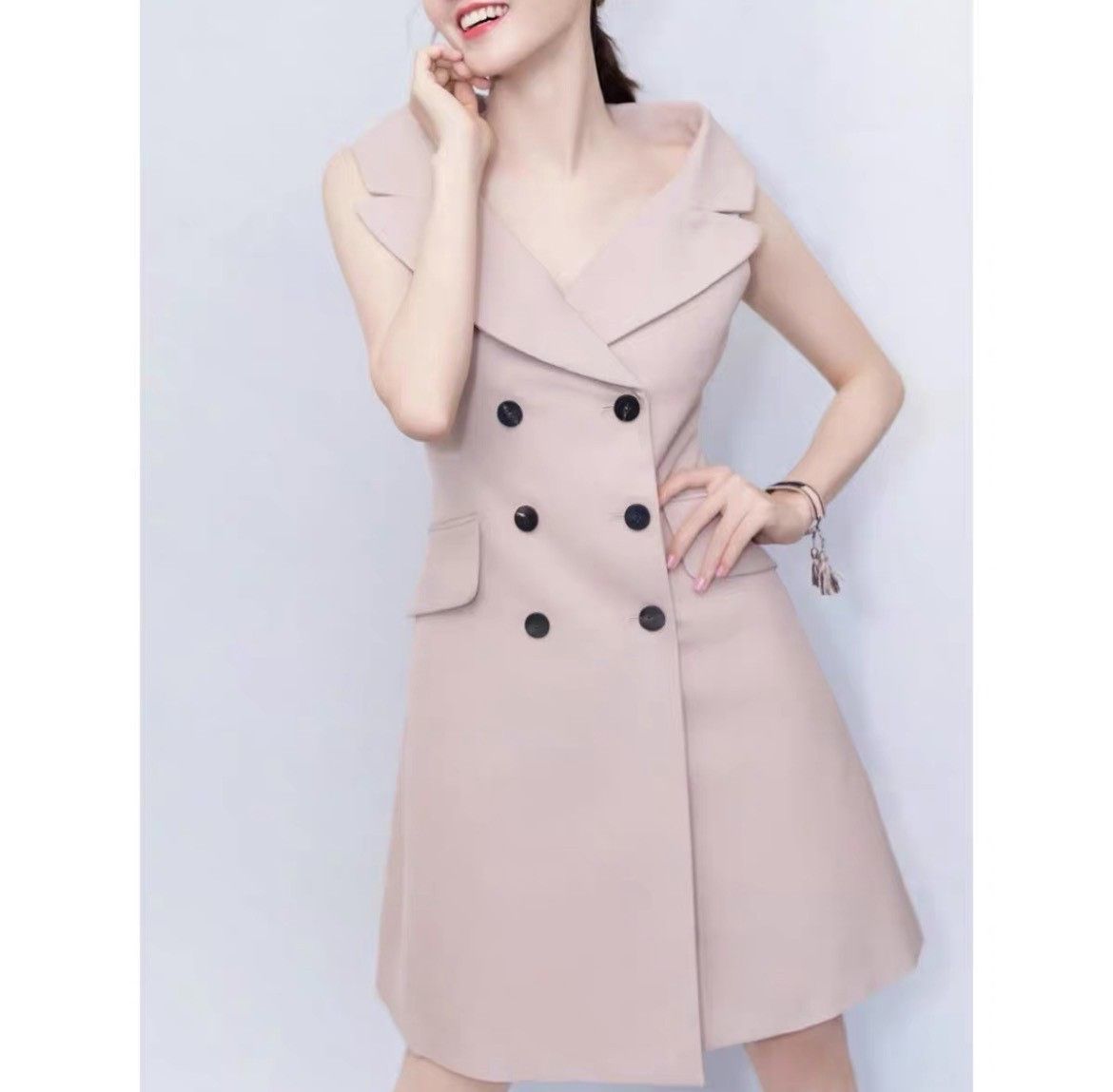 Dior Dior Rose Pink Lapel Sleeveless Vest Dress Size S / US 4 / IT 40 - 2 Thumbnail