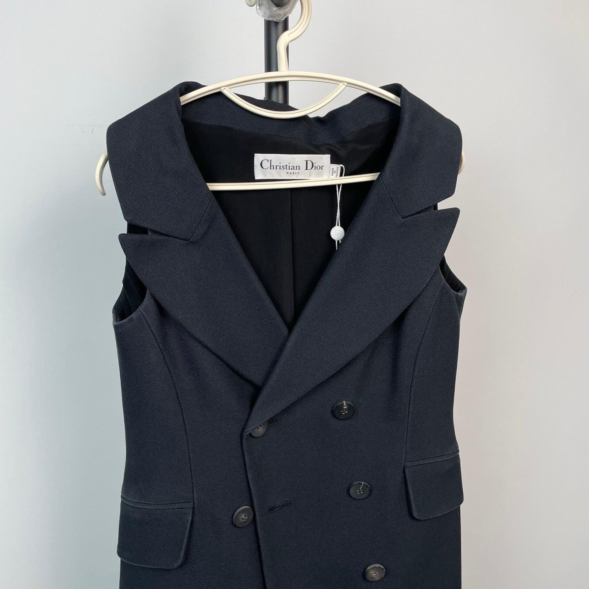 Dior Dior Dark Blue Sleeveless Lapel Vest Dress Size S / US 4 / IT 40 - 3 Thumbnail