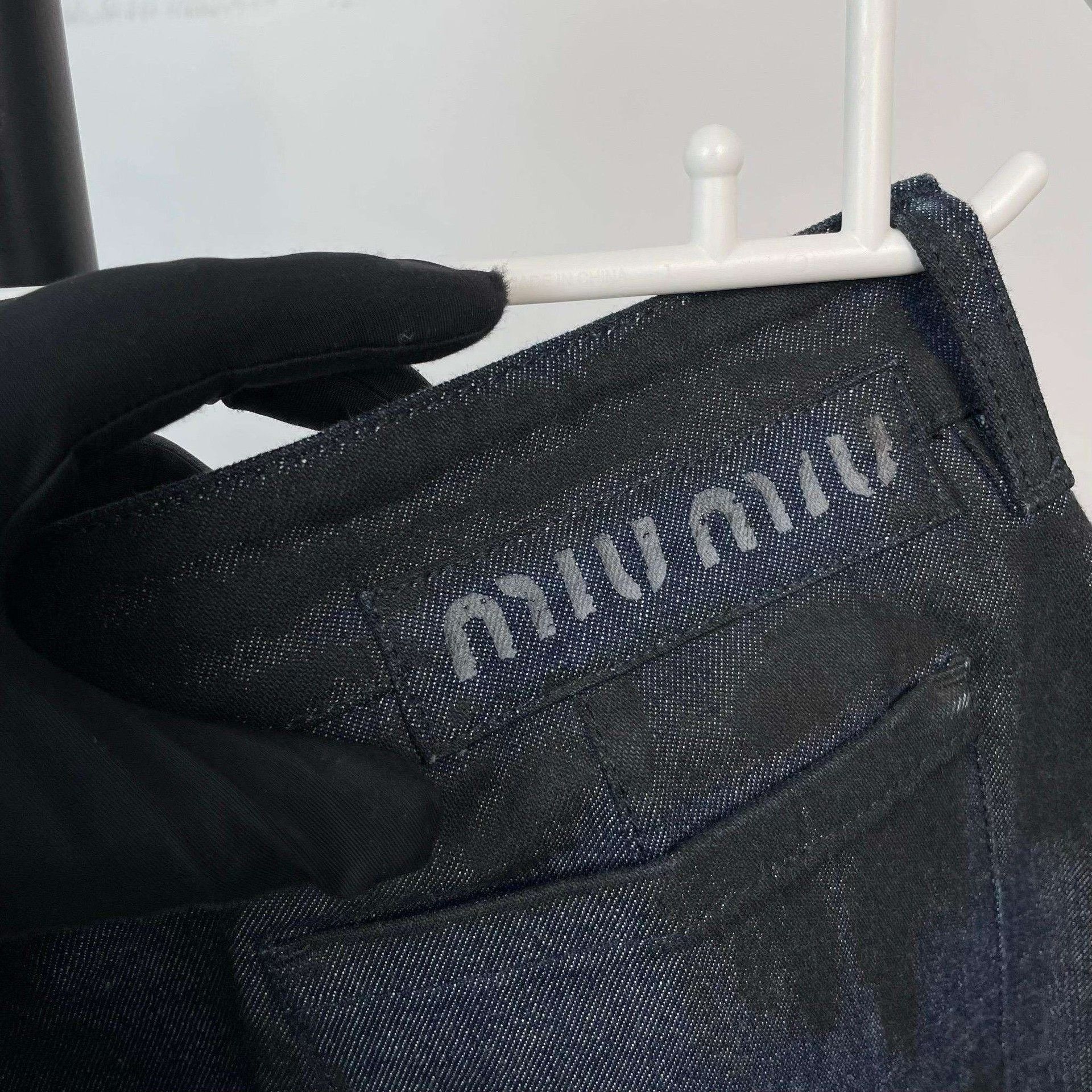Miu Miu Miumiu Logo Denim Mini Skirt Size 40" / US 18 - 6 Thumbnail