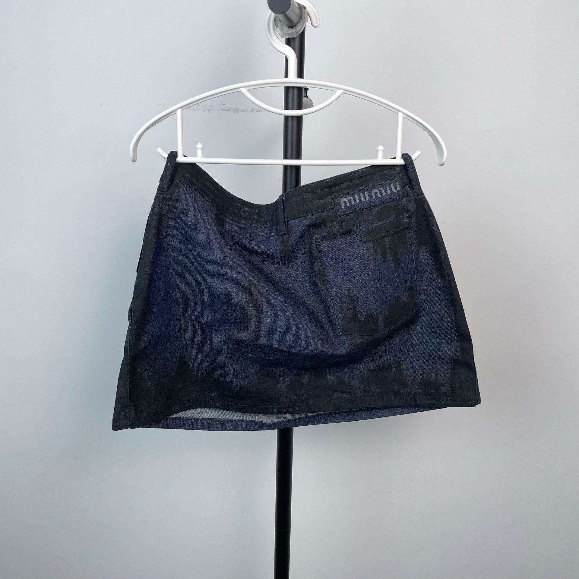 Miu Miu Miumiu Logo Denim Mini Skirt Size 40" / US 18 - 3 Thumbnail