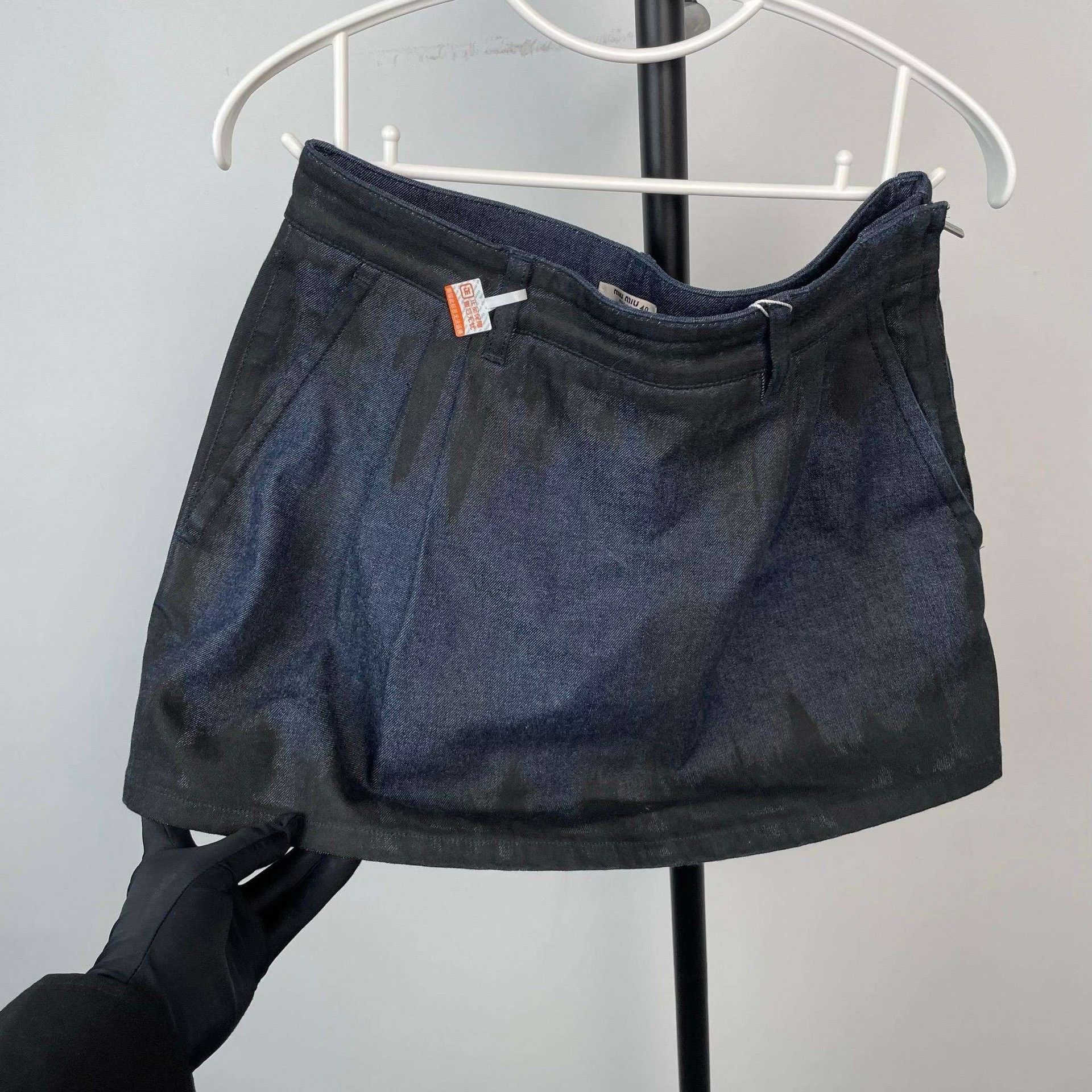 Miu Miu Miumiu Logo Denim Mini Skirt Size 40" / US 18 - 2 Thumbnail