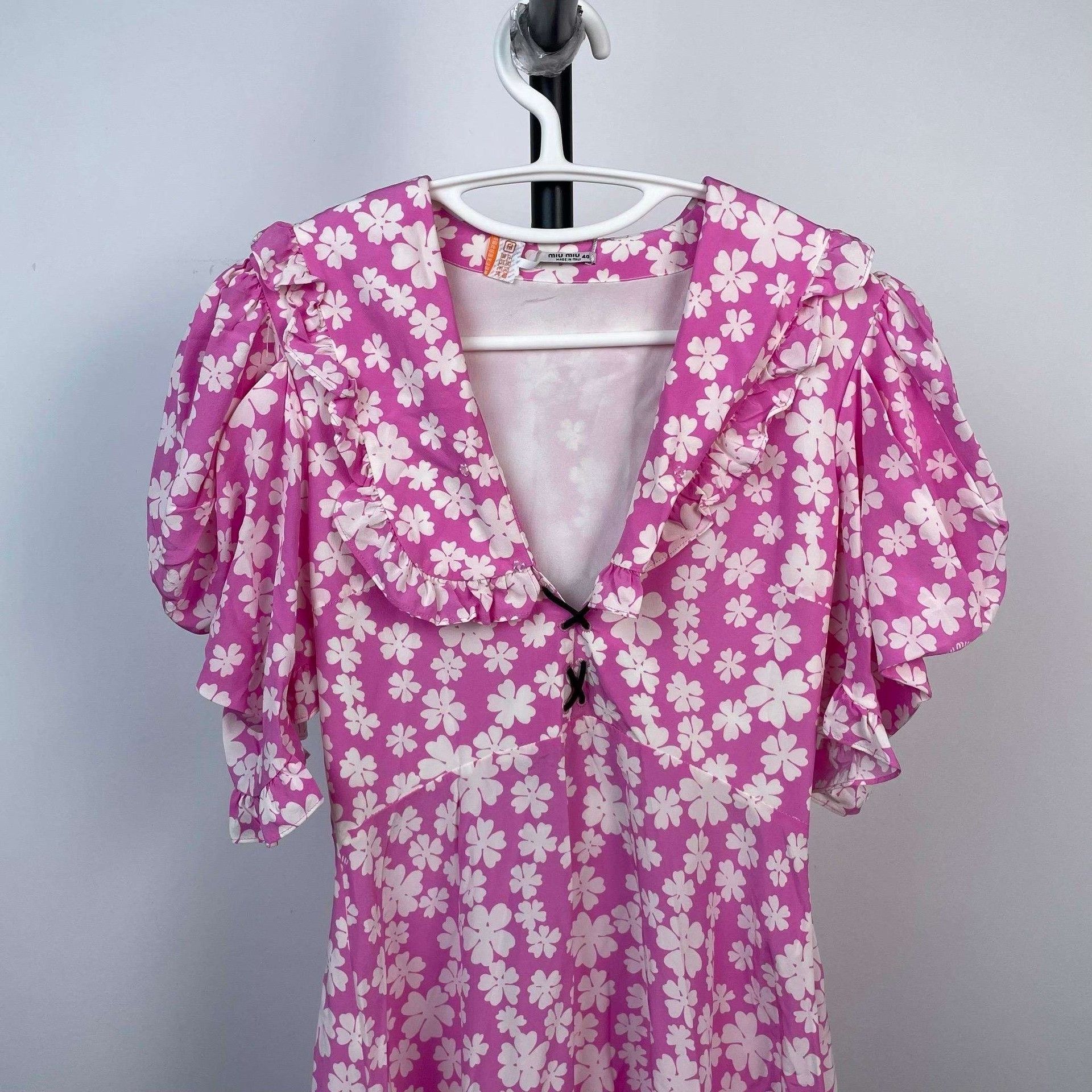 Miu Miu MiuMiu Pink Floral Silk Dress Size S / US 4 / IT 40 - 4 Thumbnail