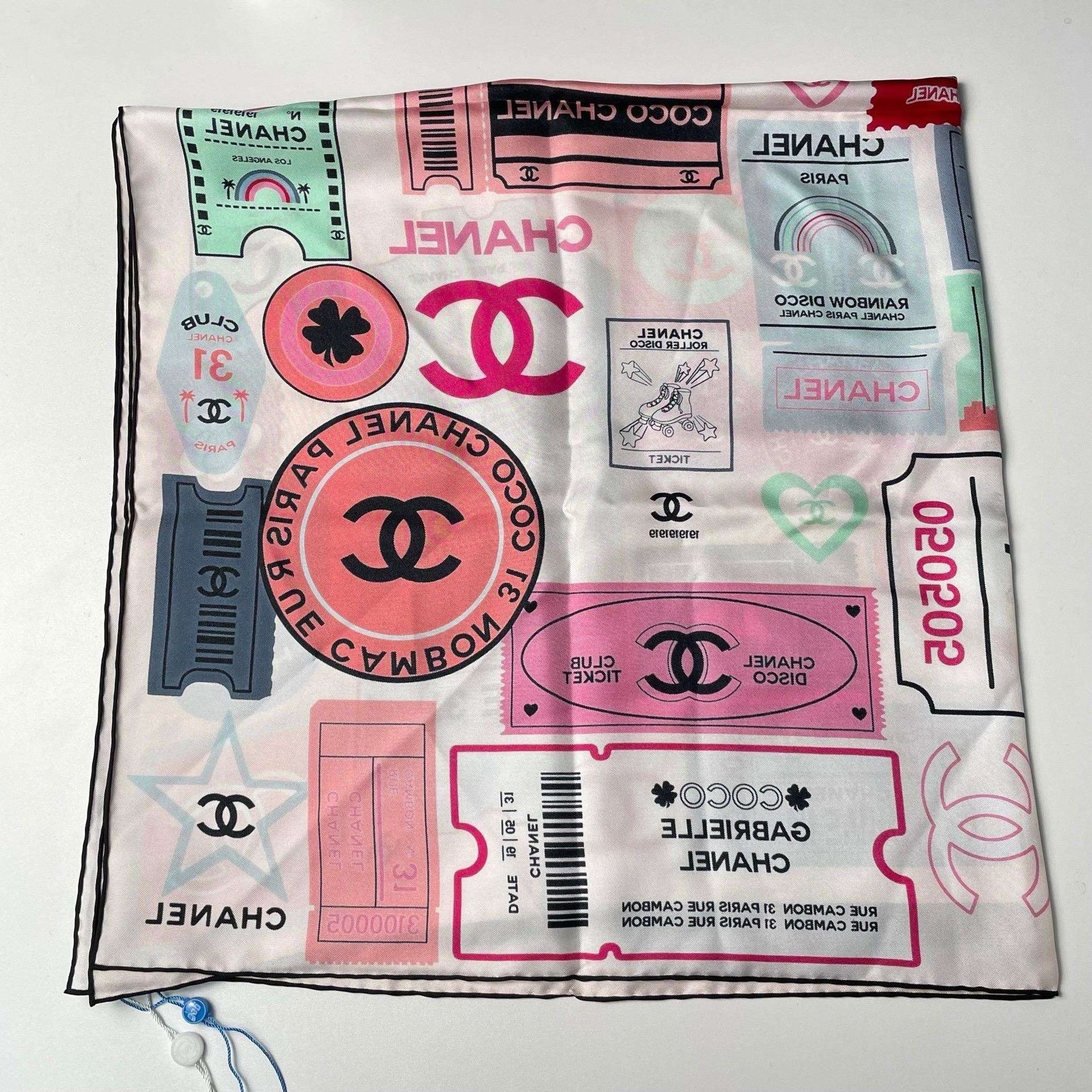 Chanel Chanel Multi-Color Logo Heart Silk Scarf Size ONE SIZE - 9 Thumbnail