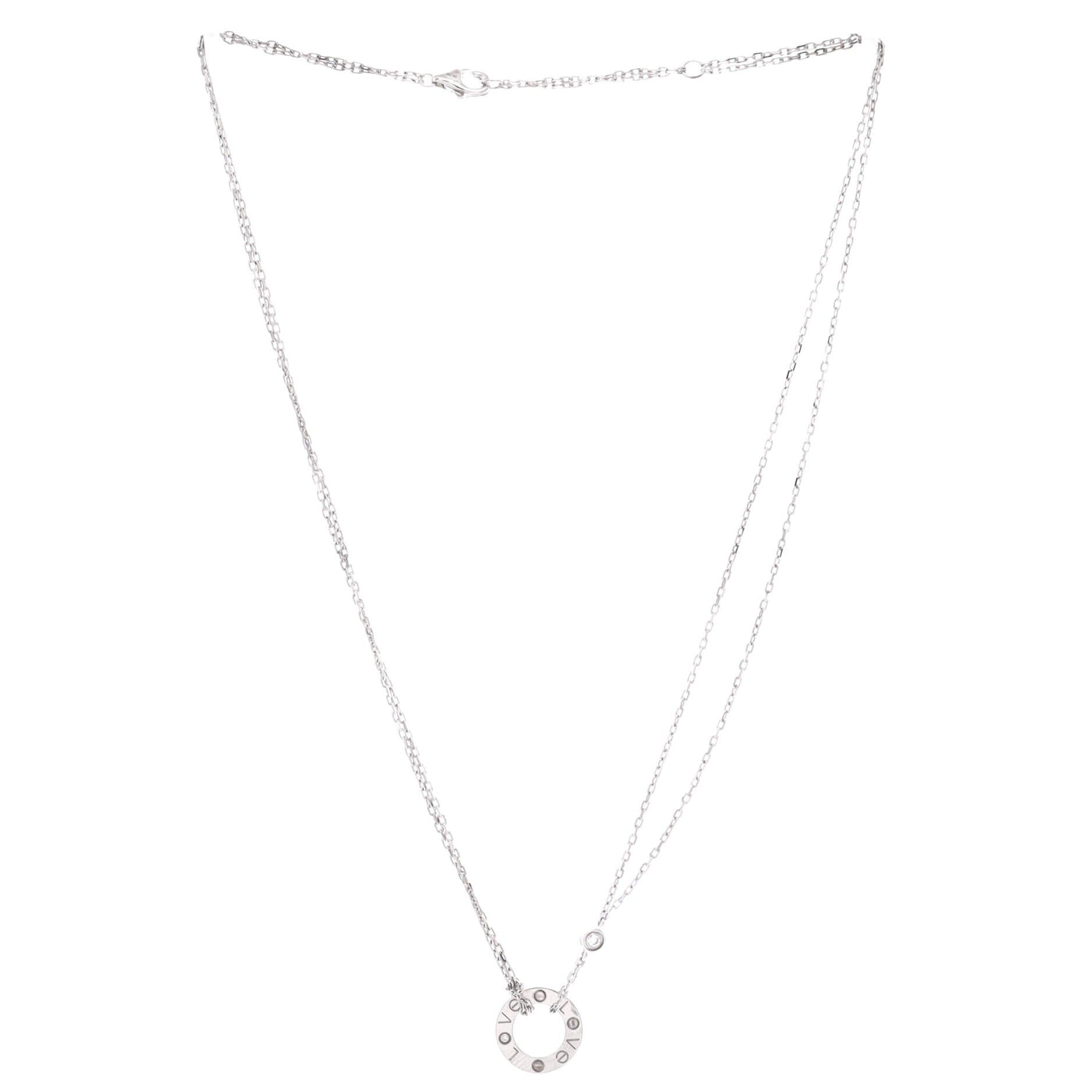 Cartier 2 Diamonds Love Pendant Necklace Size ONE SIZE - 3 Thumbnail